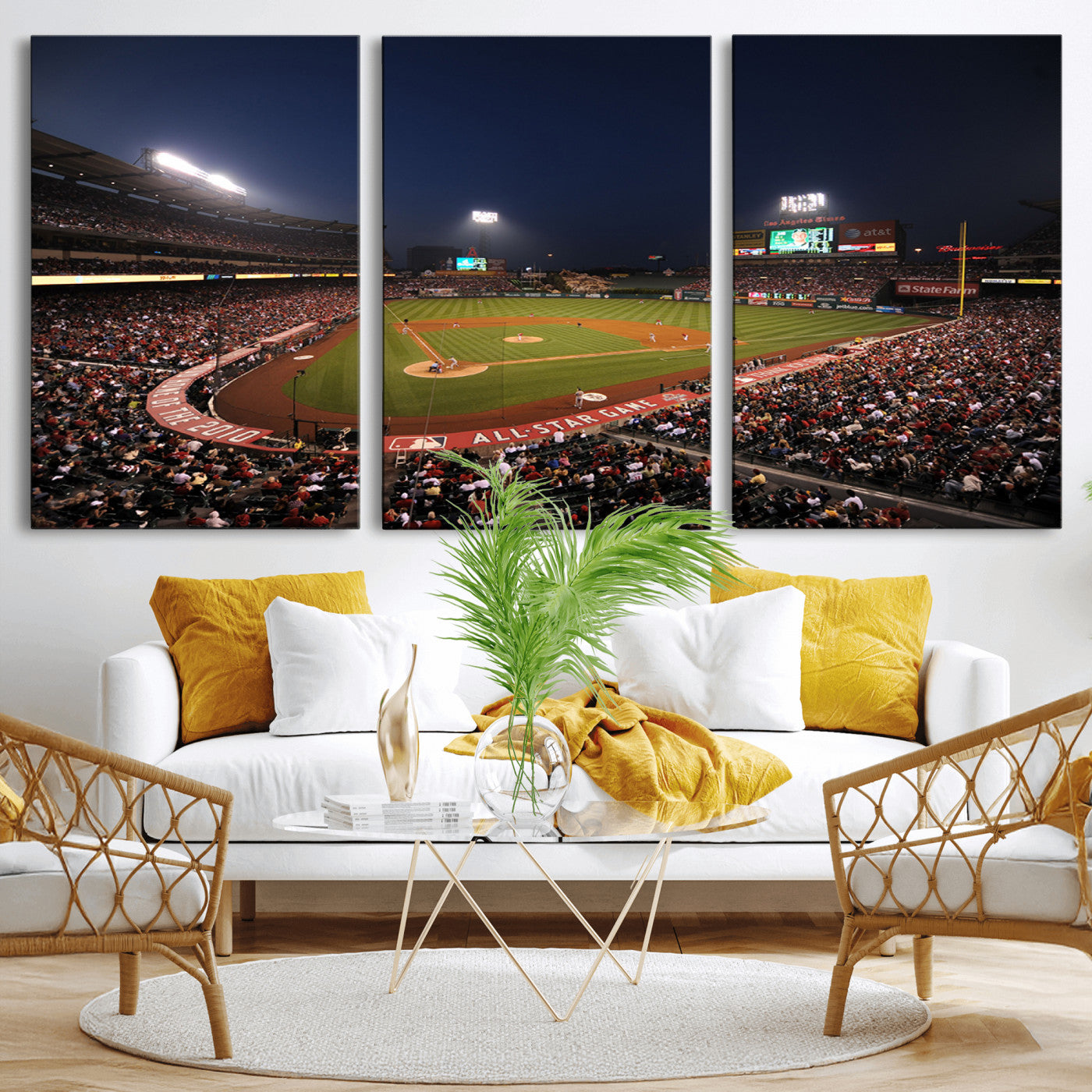MGV-CV-60X30-3P - Los Angeles Angels Baseball Team Print - Anaheim Angel Stadium Wall Art Canvas Print