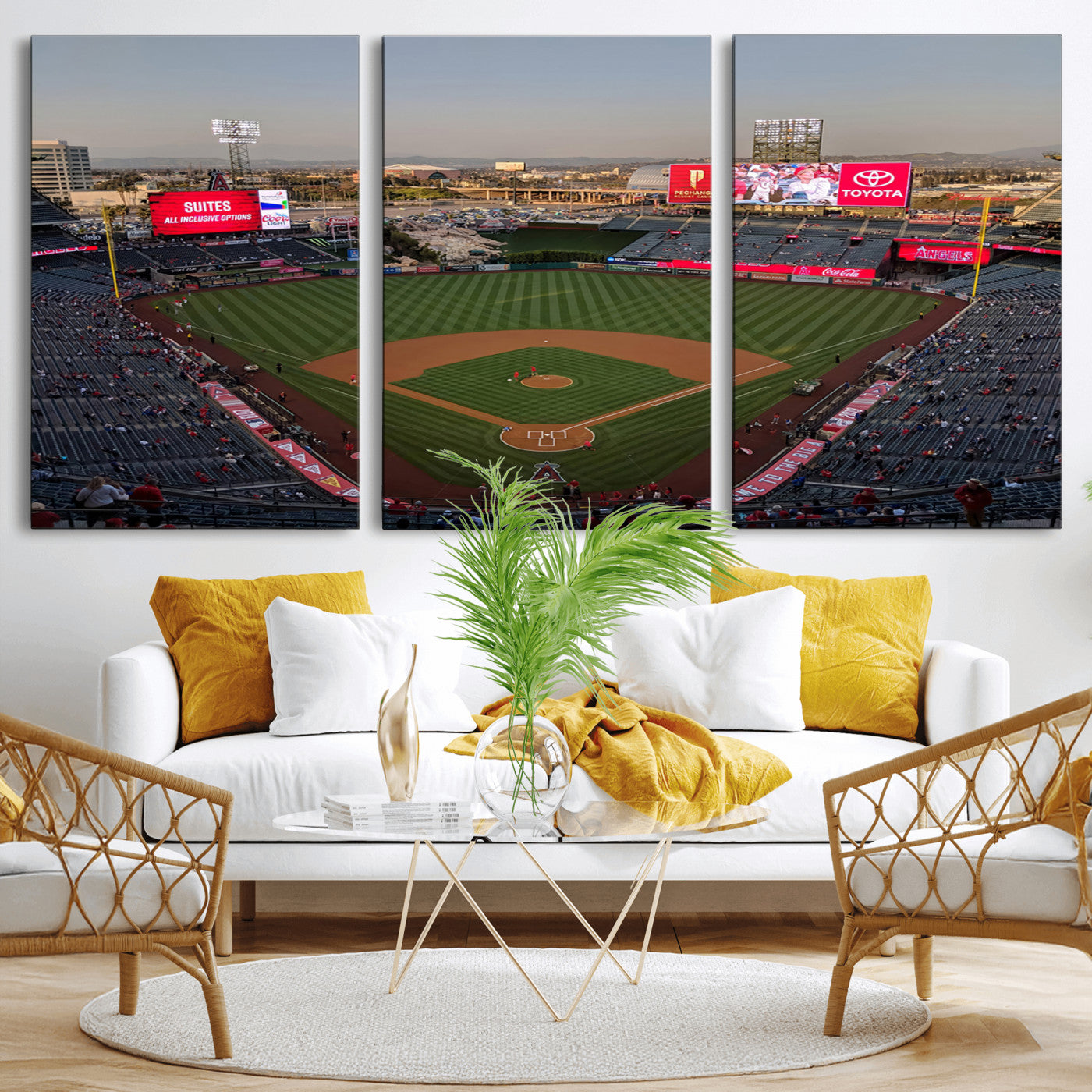 MGV-CV-60X30-3P - Los Angeles Angels Baseball Canvas Print - Anaheim Angel Stadium Wall Art Canvas Print