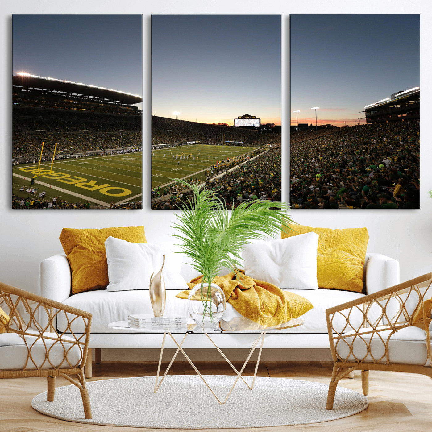 MGV-CV-60X30-3P - Oregon Ducks Football Team Print - Eugene Autzen Stadium Wall Art Canvas Print