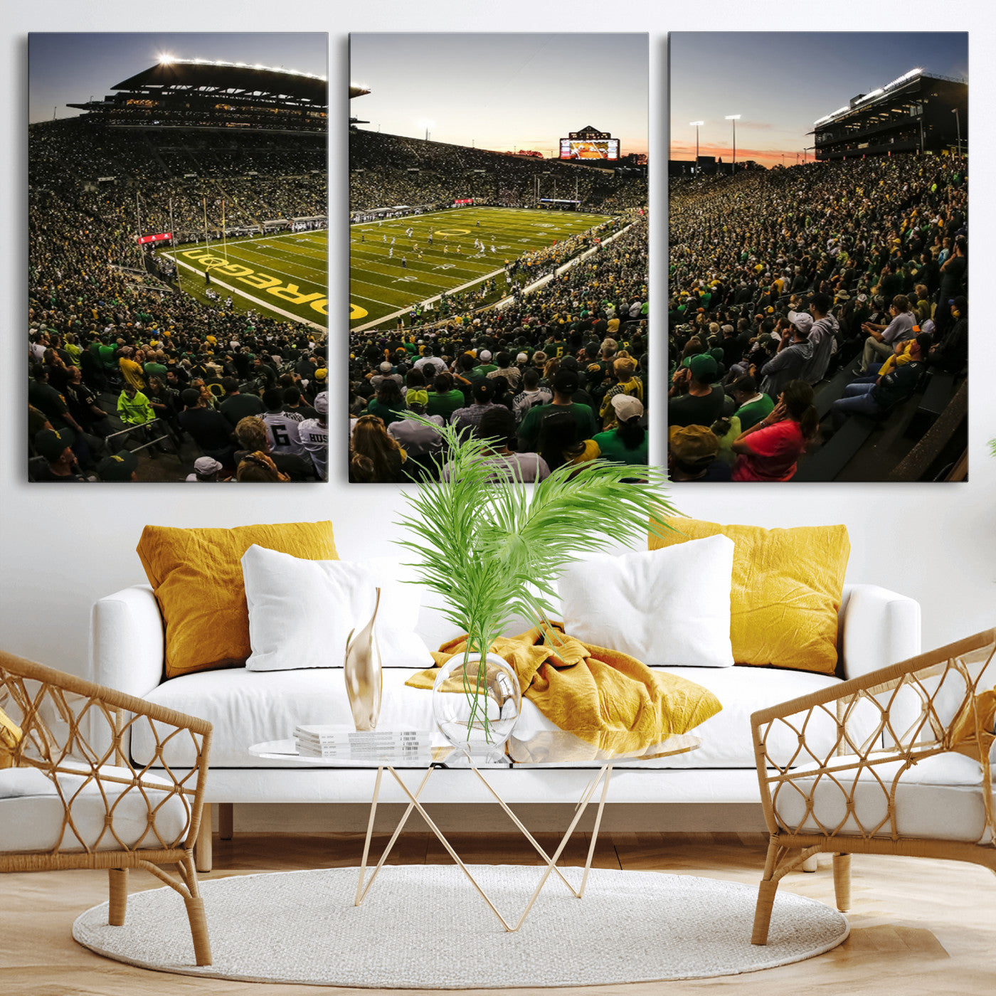 MGV-CV-60X30-3P - Oregon Stadium Canvas Wall Art - Captivating Game Day Scene at Autzen Stadium, Oregon Ducks Football