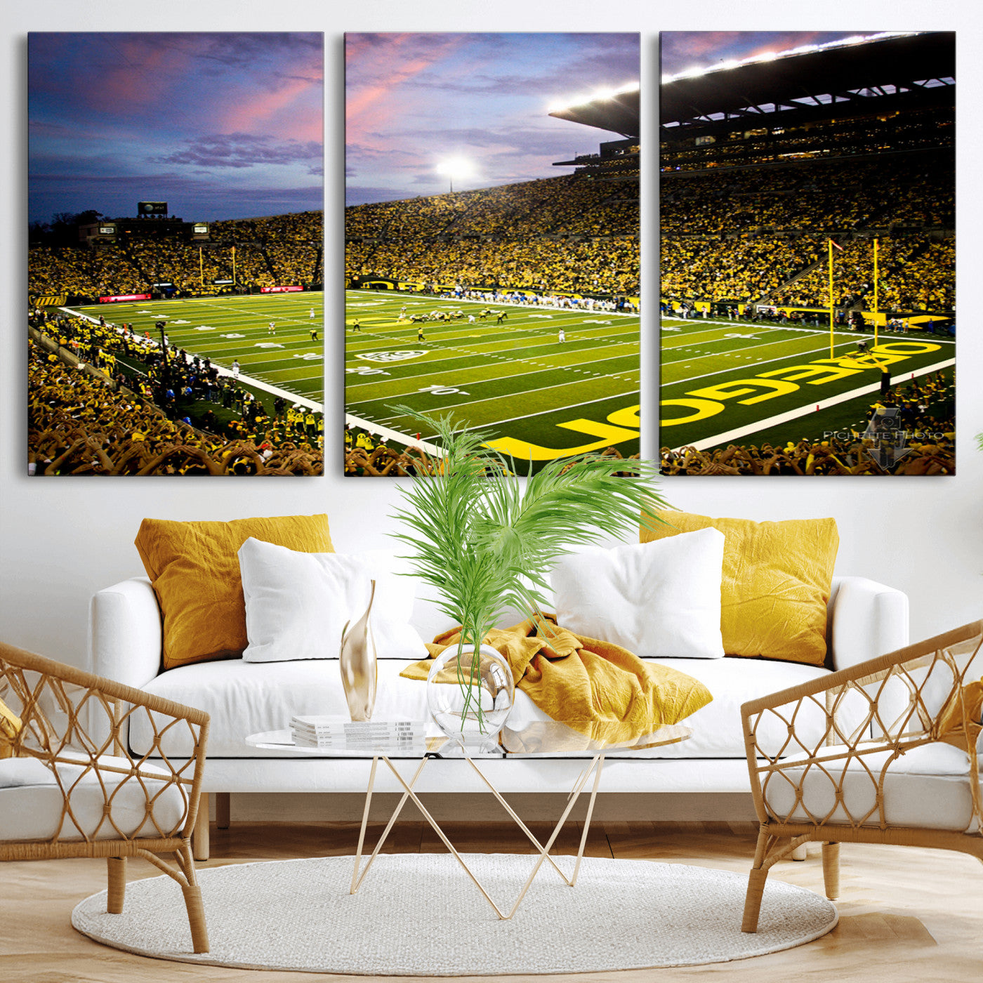 MGV-CV-60X30-3P - University of Oregon Ducks Football Team Print - Eugene Autzen Stadium Wall Art Canvas Print