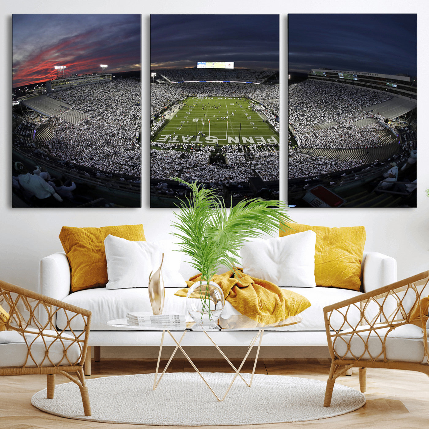 MGV-CV-60X30-3P - Penn State University Nittany Lions Football Team Print - University Park Beaver Stadium Wall Art