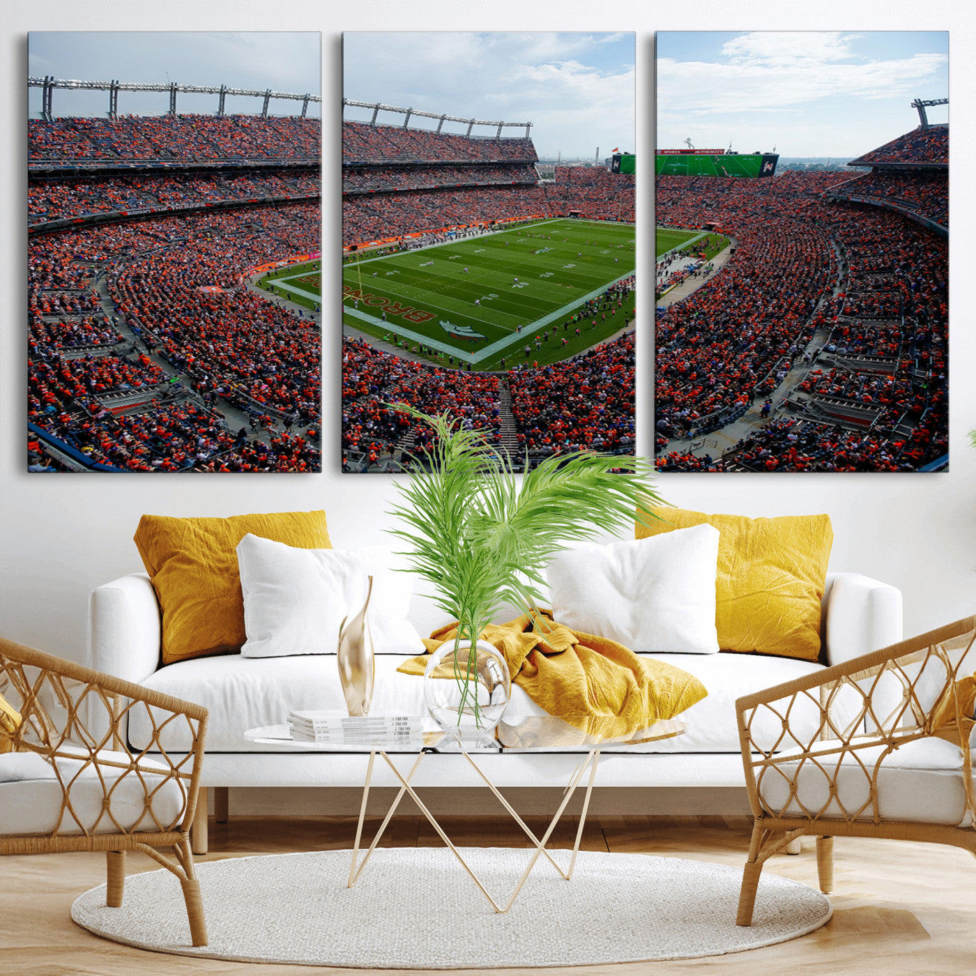 MGV-CV-60X30-3P - Denver Broncos Football Team Print - Empower Field Mile High Stadium Wall Art Canvas Print