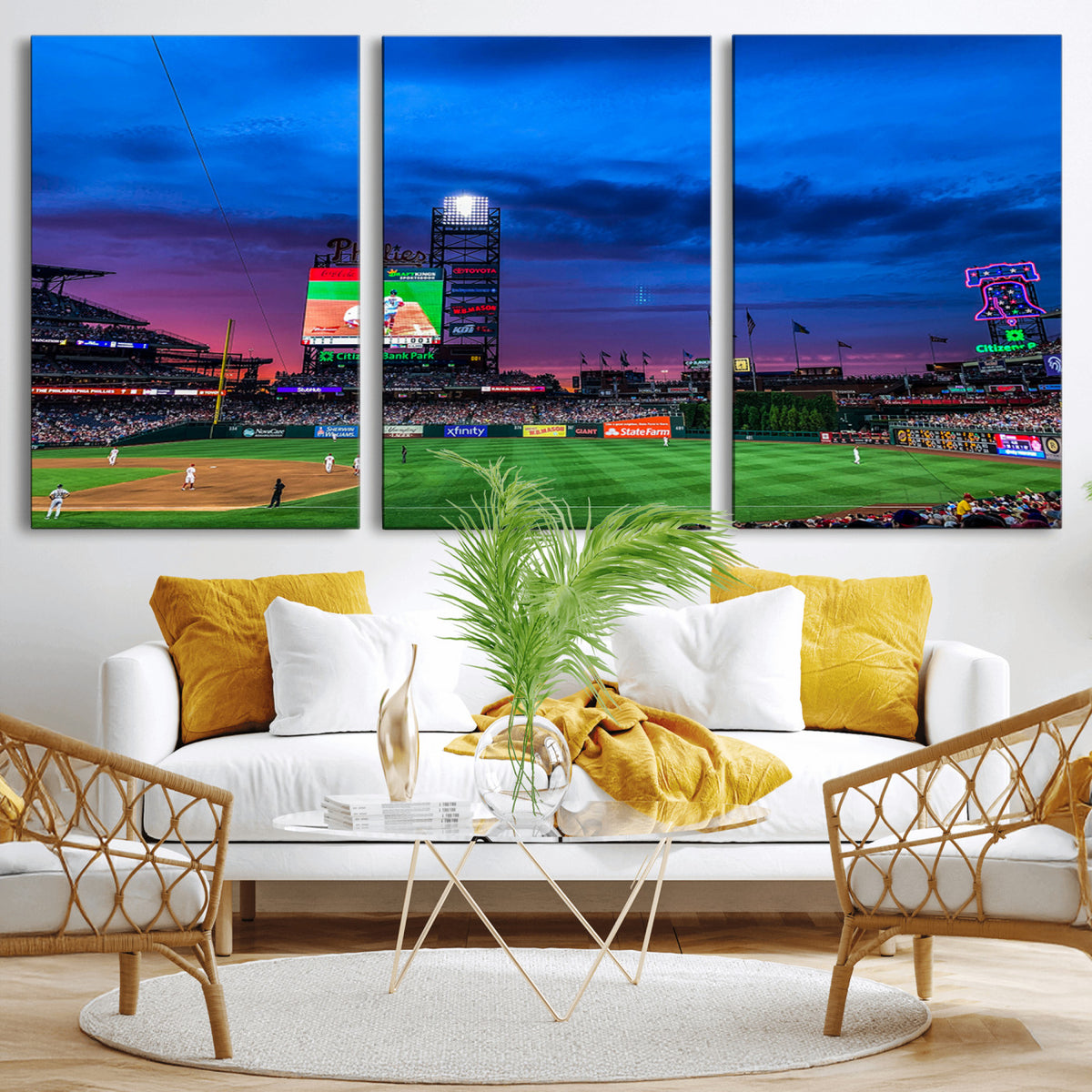 20427-MGV-CV-36X24 - Philadelphia Phillies Baseball Team Print, Citizens Bank Park, Extra Large Game Room Wall Decor