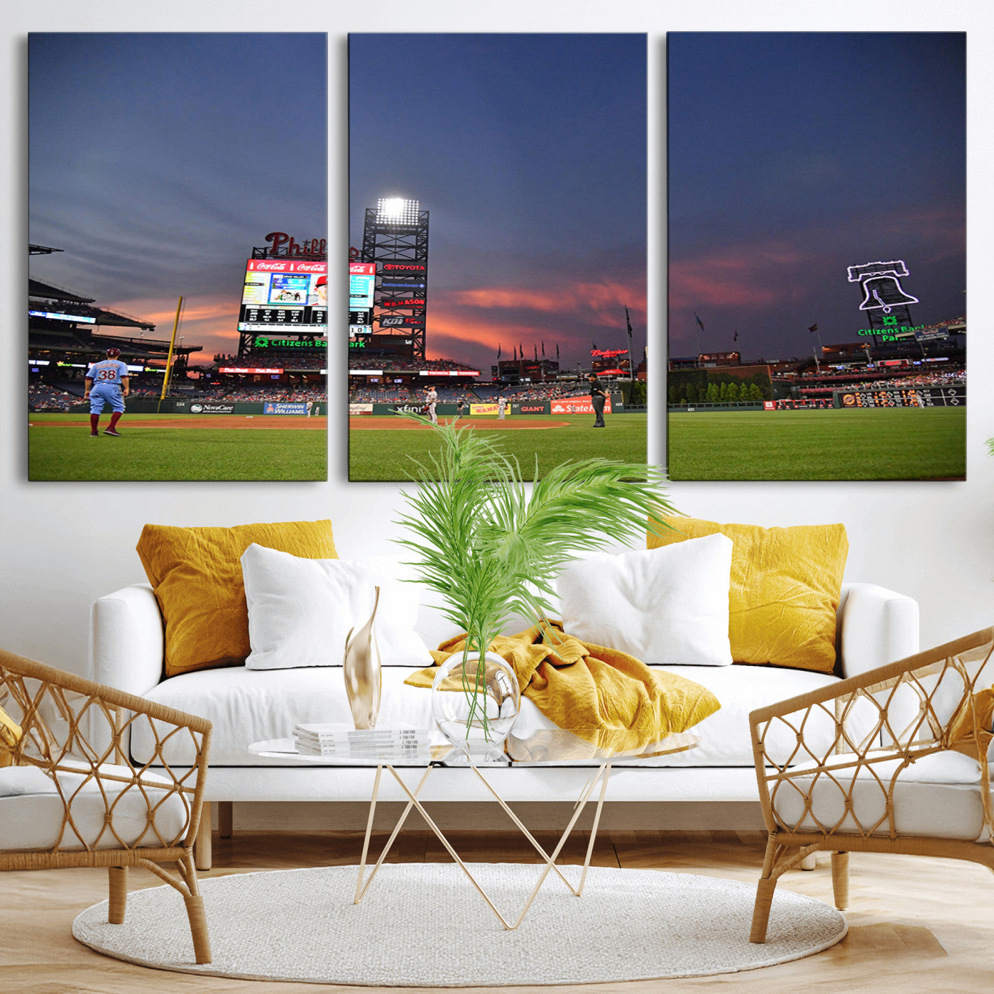 MGV-CV-60X30-3P - Philadelphia Phillies Baseball Print - Philadelphia Citizens Bank Park Stadium Wall Art, Phillies