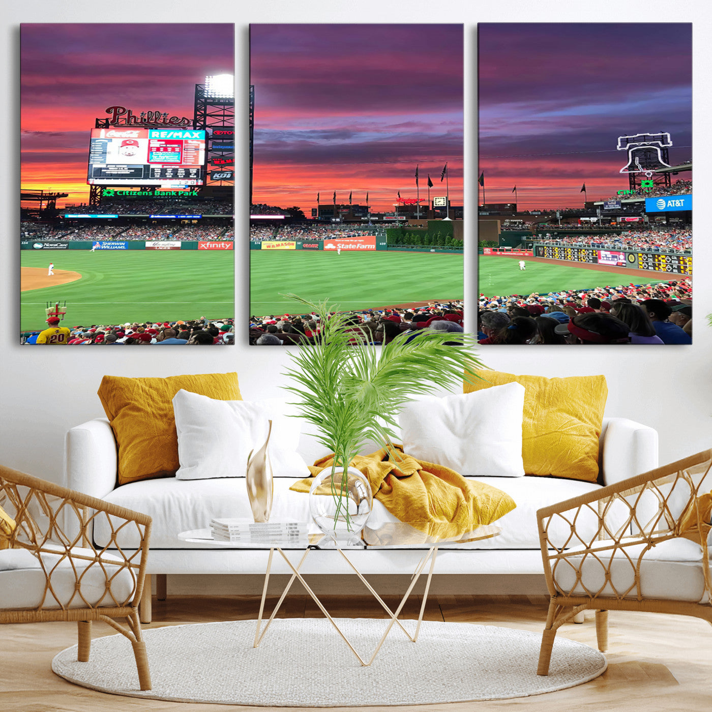 MGV-CV-60X30-3P - Philadelphia Phillies Baseball Team Print - Philadelphia Citizens Bank Park Stadium Wall Art Canvas