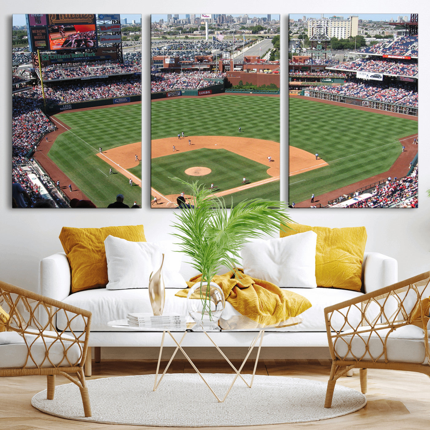 MGV-CV-60X30-3P - Philadelphia Phillies Baseball Team Print - Philadelphia Citizens Bank Park Stadium Wall Art Canvas