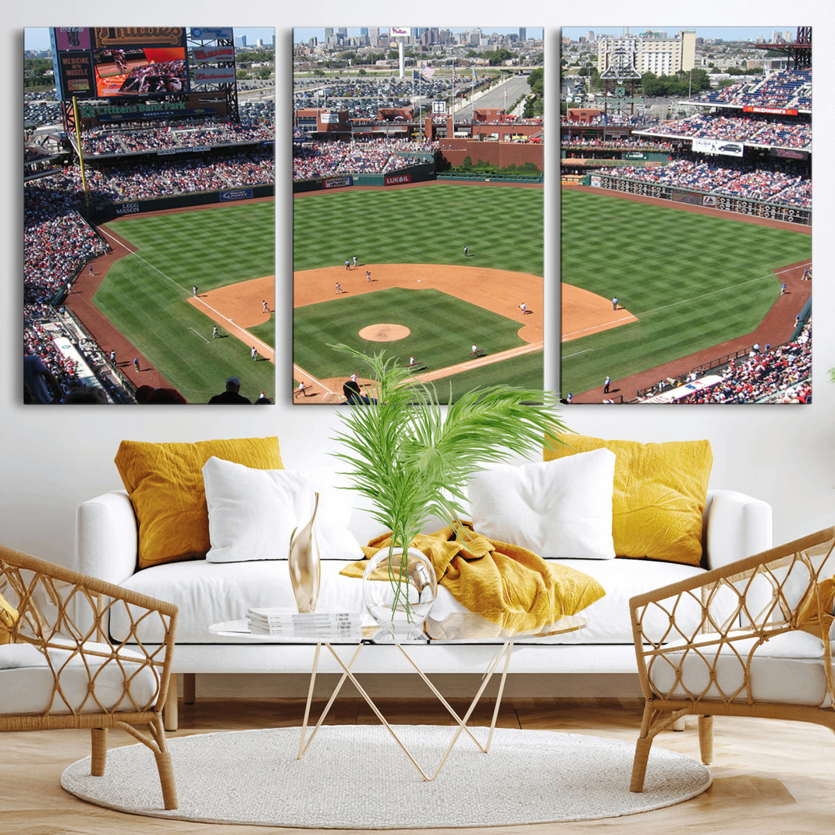 85755-MGV-CV-36X24 - Philadelphia Phillies Baseball Team Print - Philadelphia Citizens Bank Park Stadium Wall Art Canvas