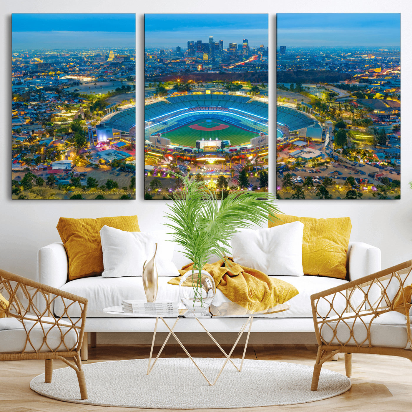 MGV-CV-60X30-3P - Los Angeles Dodgers Wall Art Canvas, Dodger Stadium Wall Art Canvas Print - MLB Baseball Stadium