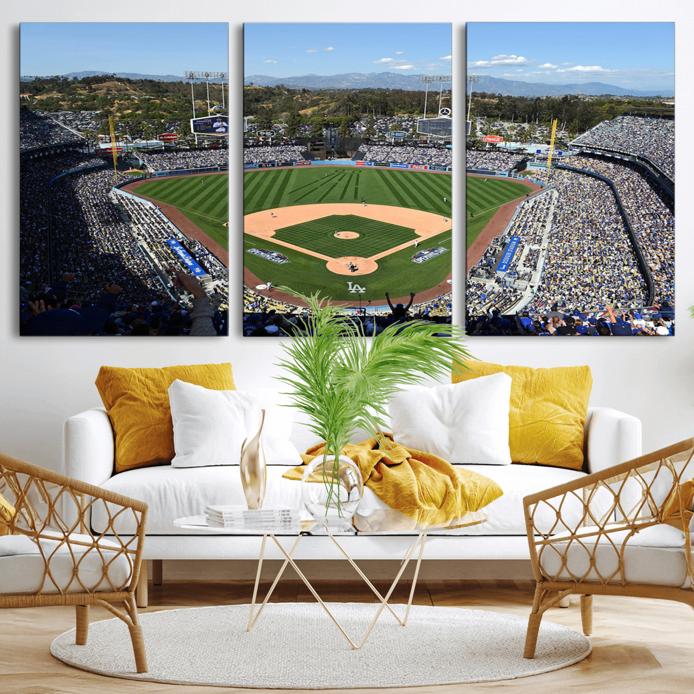 MGV-CV-60X30-3P - Los Angeles Dodgers Dodger Stadium Wall Art Canvas Print - MLB Baseball Stadium Wall Art Canvas