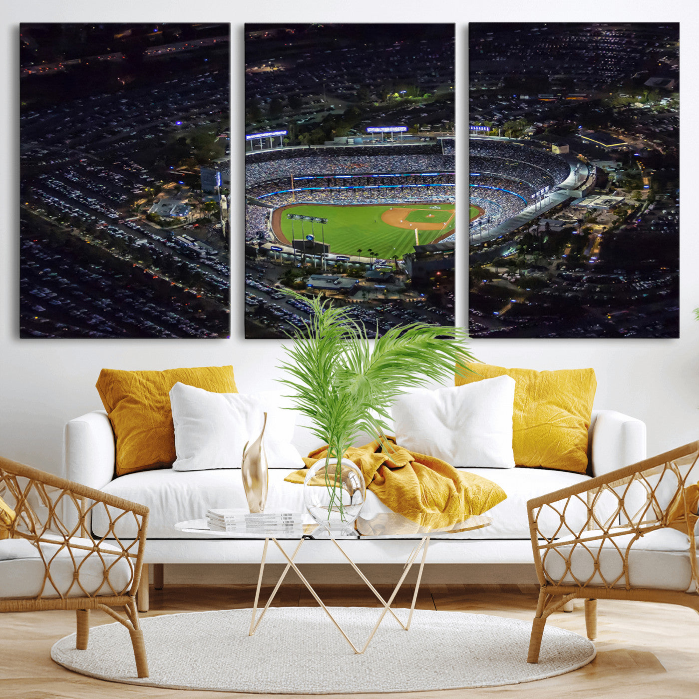 MGV-CV-60X30-3P - Los Angeles Dodgers Dodger Stadium Wall Art Canvas Print - MLB Baseball Stadium