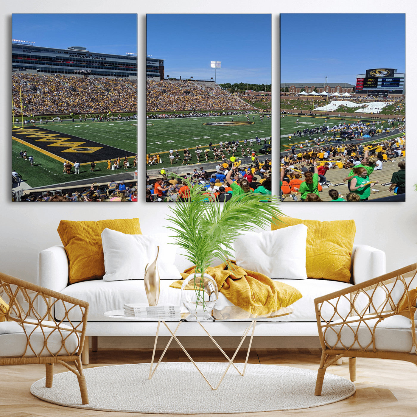 MGV-CV-60X30-3P - University of Missouri Tigers Football Team Print - Columbia Faurot Field Memorial Stadium Wall Art