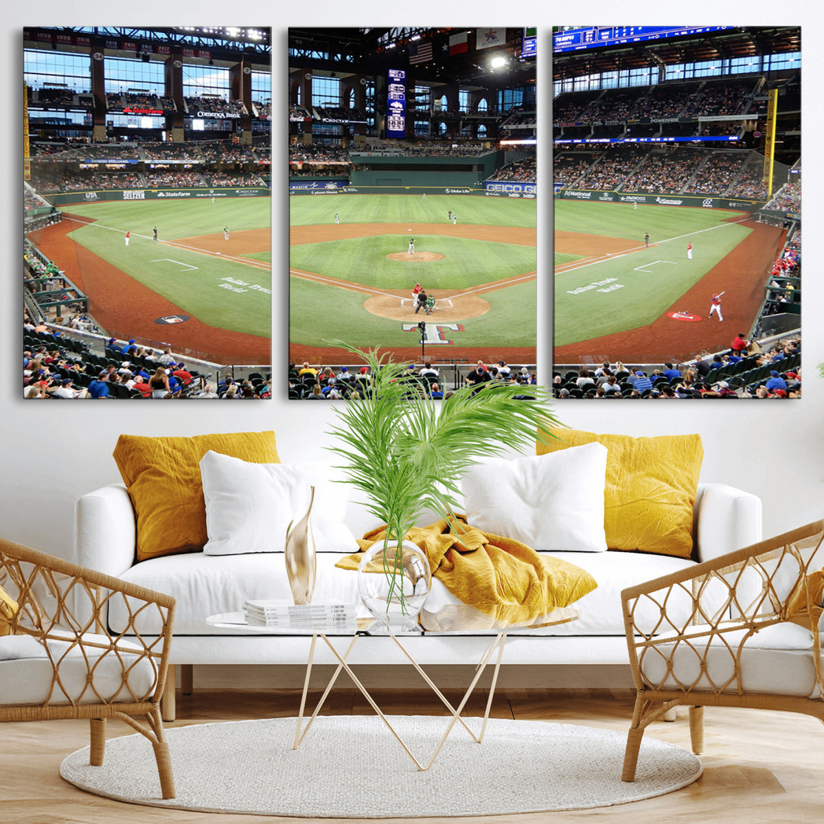 78468-MGV-CV-36X24 - Texas Rangers Baseball Team Print, Arlington Globe Life Field Stadium Wall Art