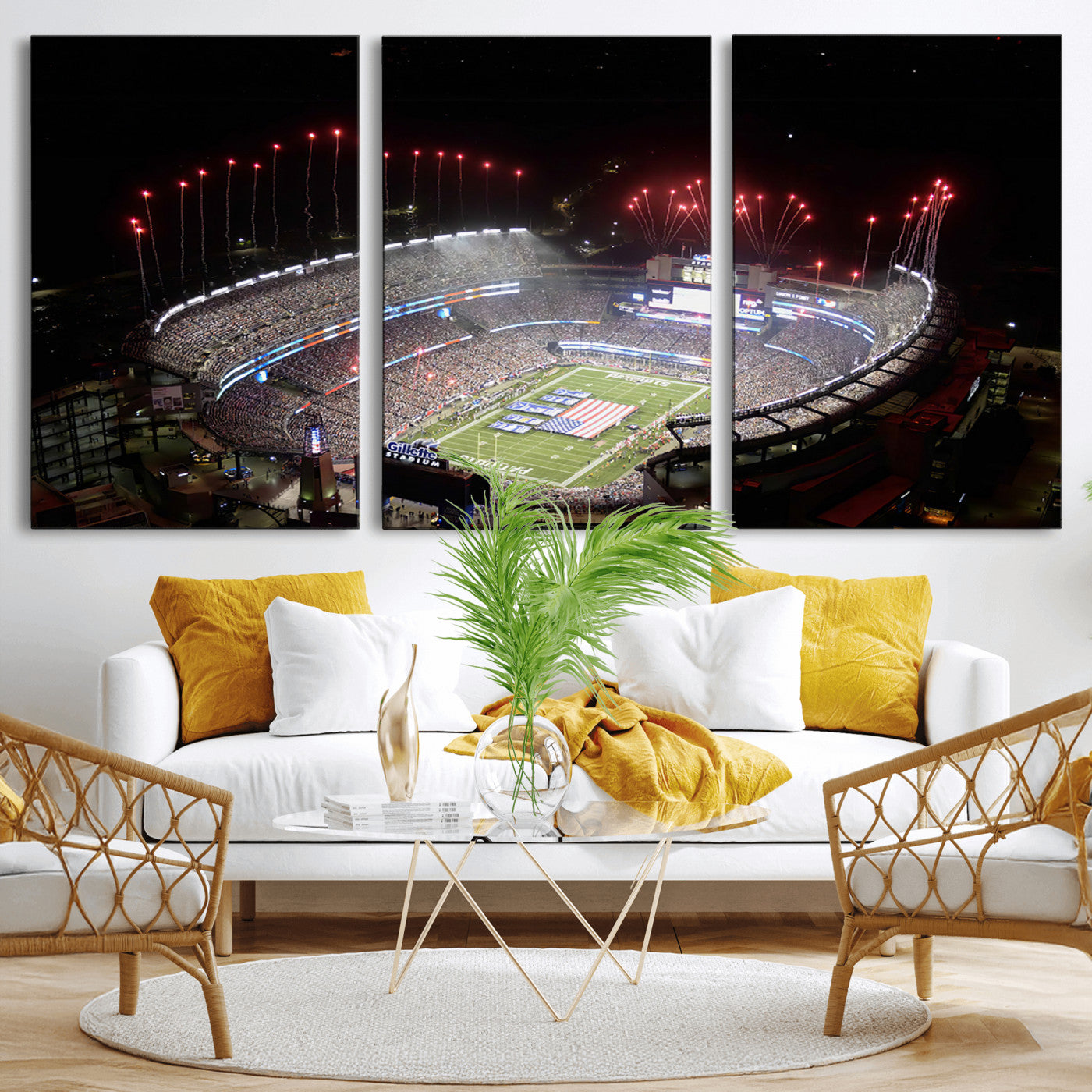 MGV-CV-60X30-3P - New England Patriots Team Print Wall Art- Foxborough Gillette Stadium Wall Art Canvas Print
