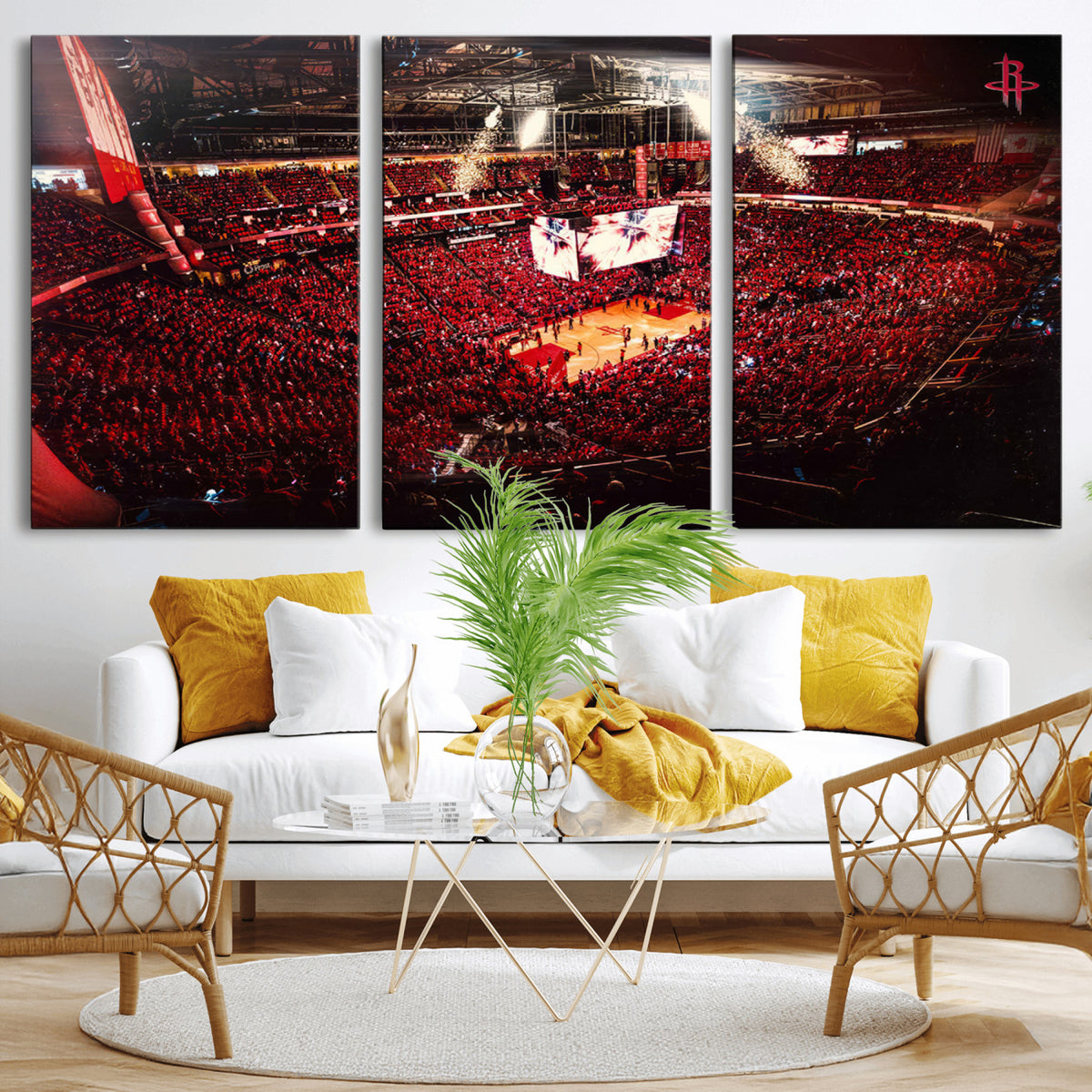 91527-MGV-CV-36X24 - Houston Rockets Basketball Team Print Canvas, Houston Toyota Center Arena Wall Art