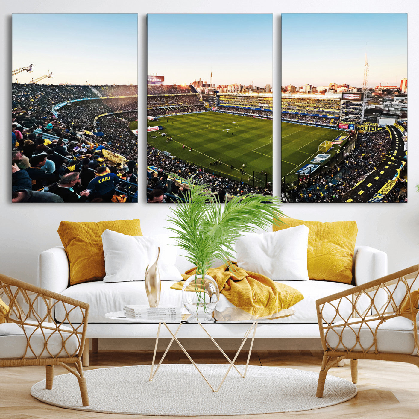 MGV-CV-60X30-3P - Boca Juniors Soccer Team Print - Buenos Aires Bombonera Stadium Wall Art Canvas Print