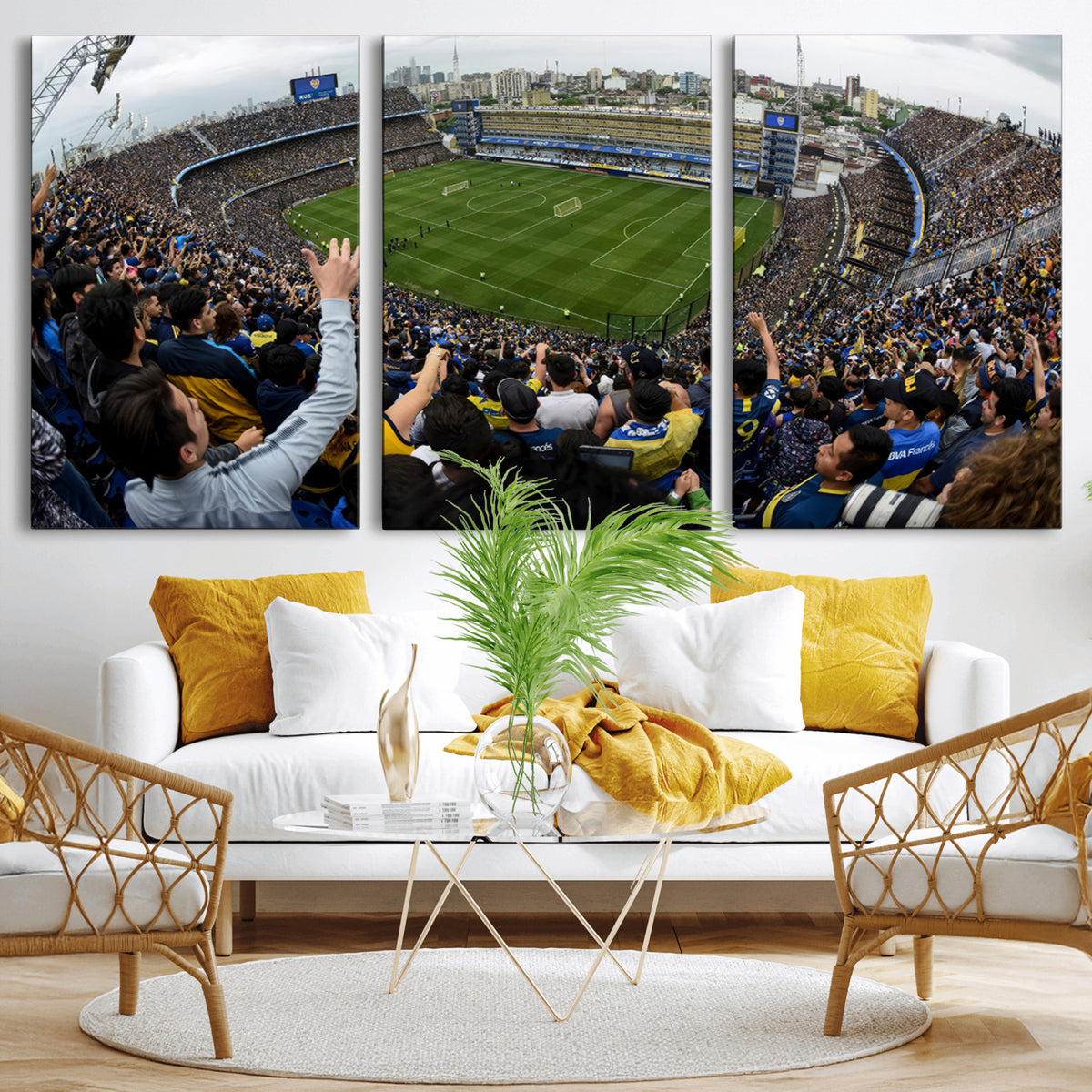 23173-MGV-CV-36X24 - Boca Juniors Soccer Team Print, Buenos Aires Bombonera, Framed and Ready to Hang