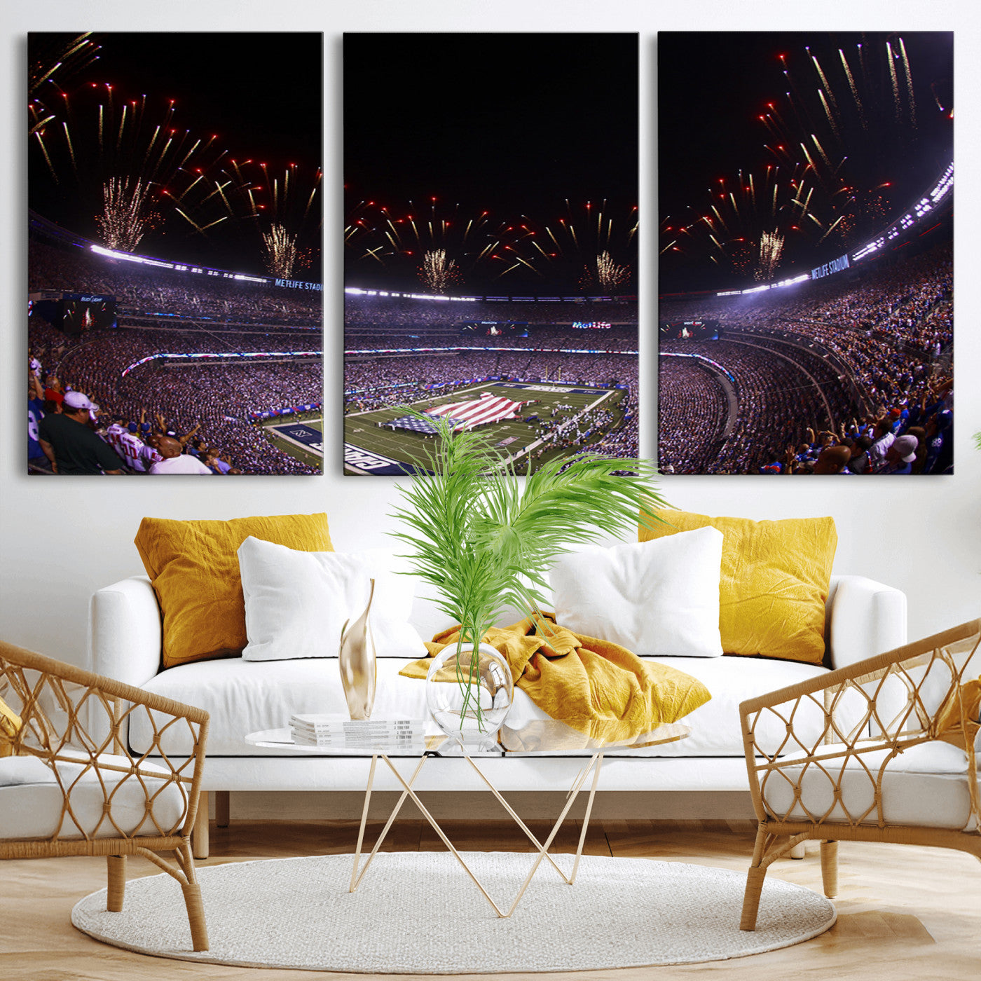 MGV-CV-60X30-3P - New York Giants Football Team Print - East Rutherford MetLife Stadium Wall Art Canvas Print