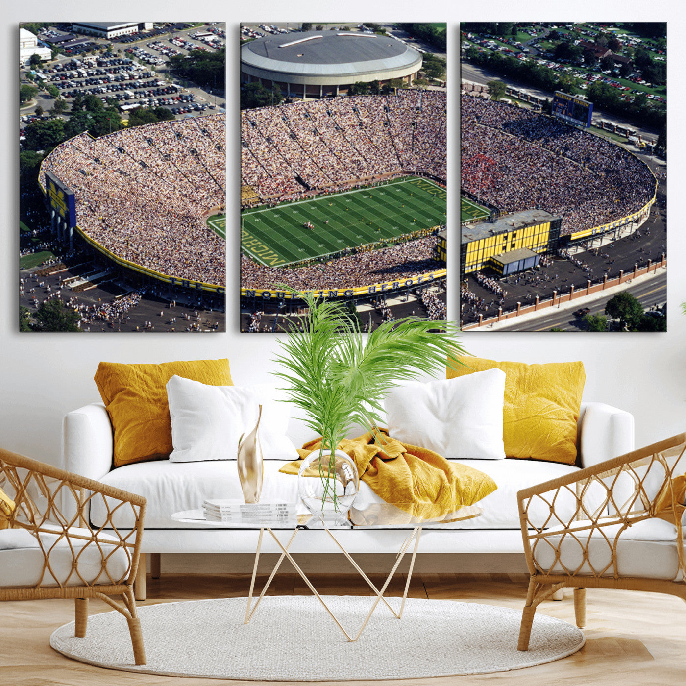 MGV-CV-60X30-3P - Michigan Wolverines Football Team Print - Ann Arbor Michigan Stadium Print, Michigan Wolverines