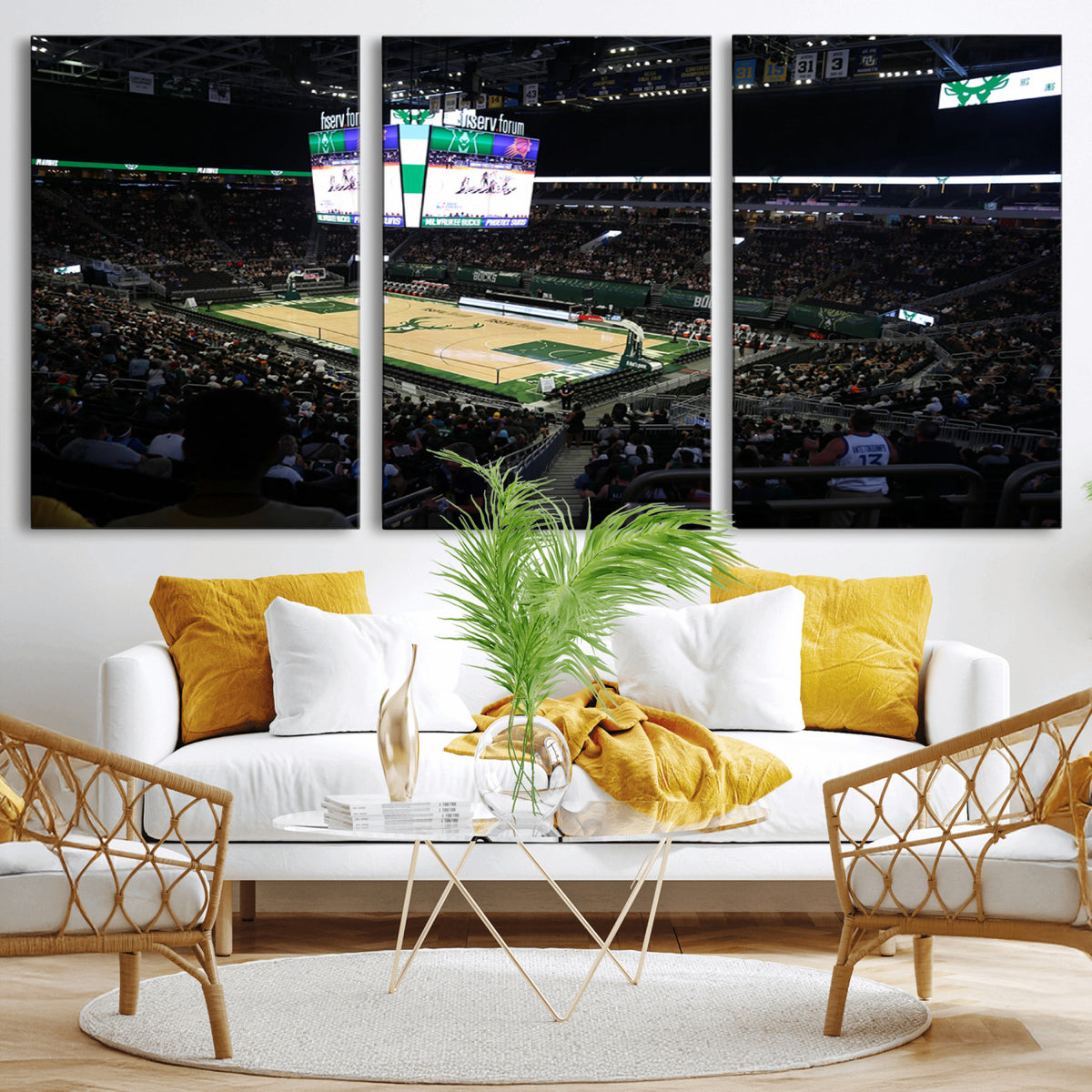 69882-MGV-CV-36X24 - Milwaukee Bucks Basketball Print, Fiserv Forum Stadium Wall Art