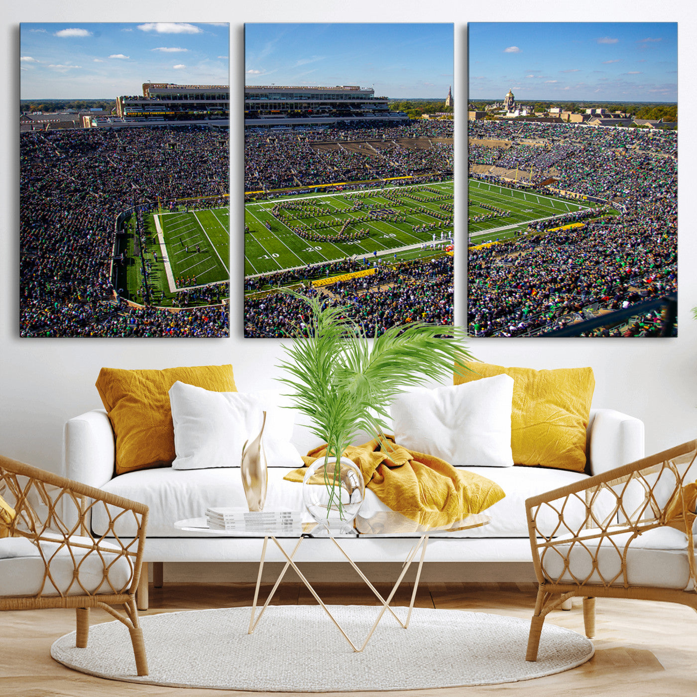 MGV-CV-60X30-3P - Notre Dame Fighting Irish Football Team Print - Notre Dame Stadium Wall Art Canvas Print
