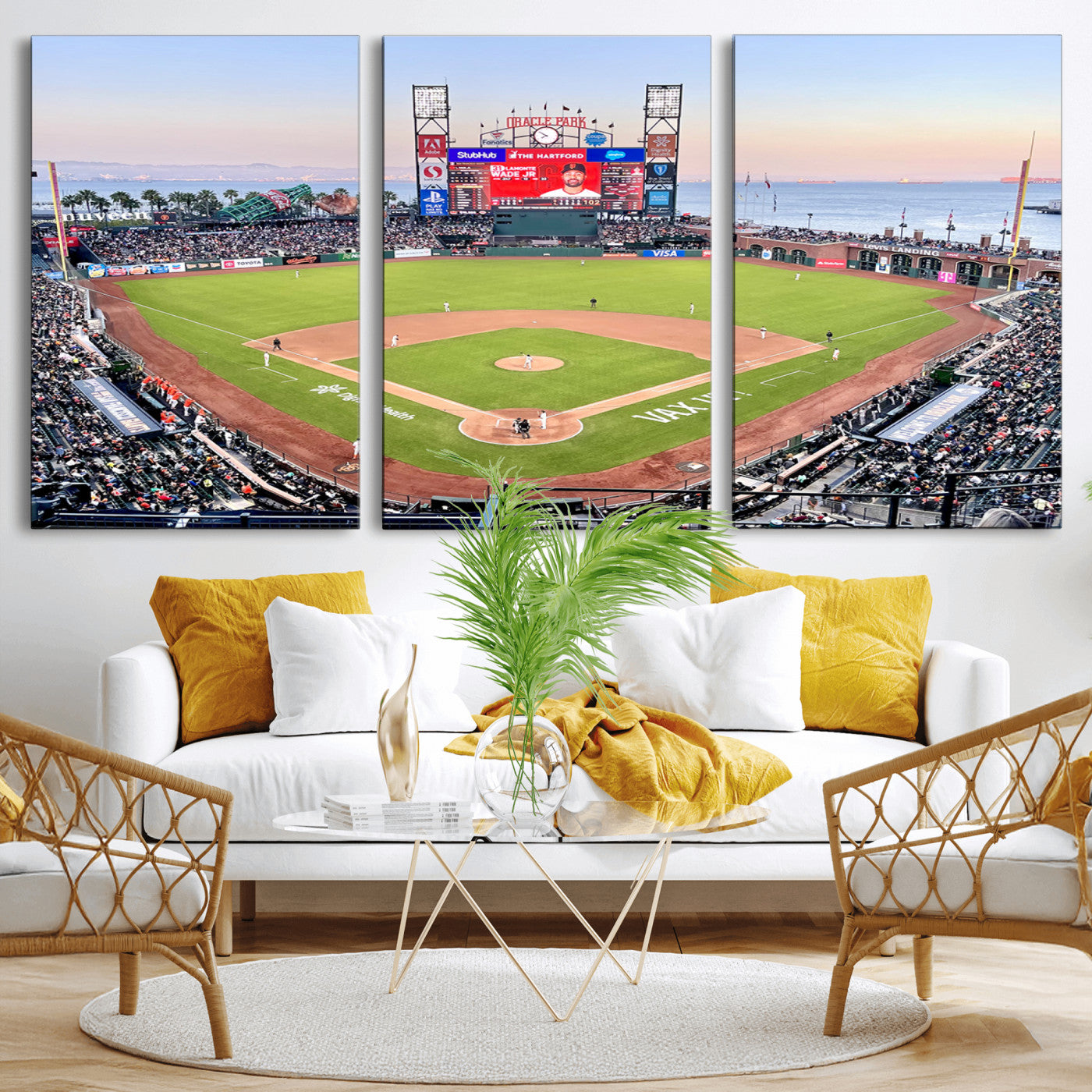 MGV-CV-60X30-3P - San Francisco Giants Baseball Team Print - Oracle Park Stadium Wall Art Canvas Print