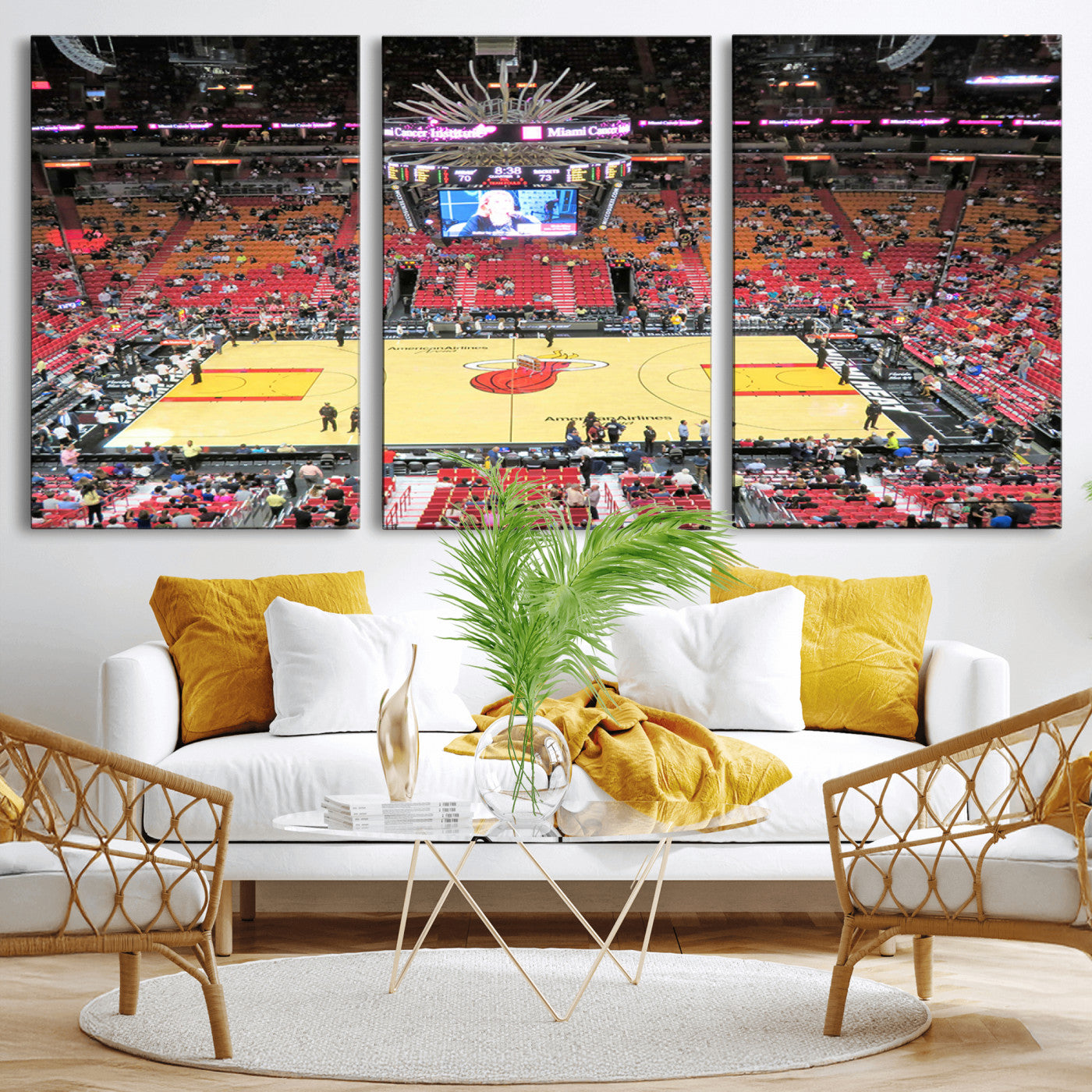 MGV-CV-60X30-3P - Miami Heat Basketball Team Print Wall Art- Kaseya Center Stadium Wall Art Canvas Print