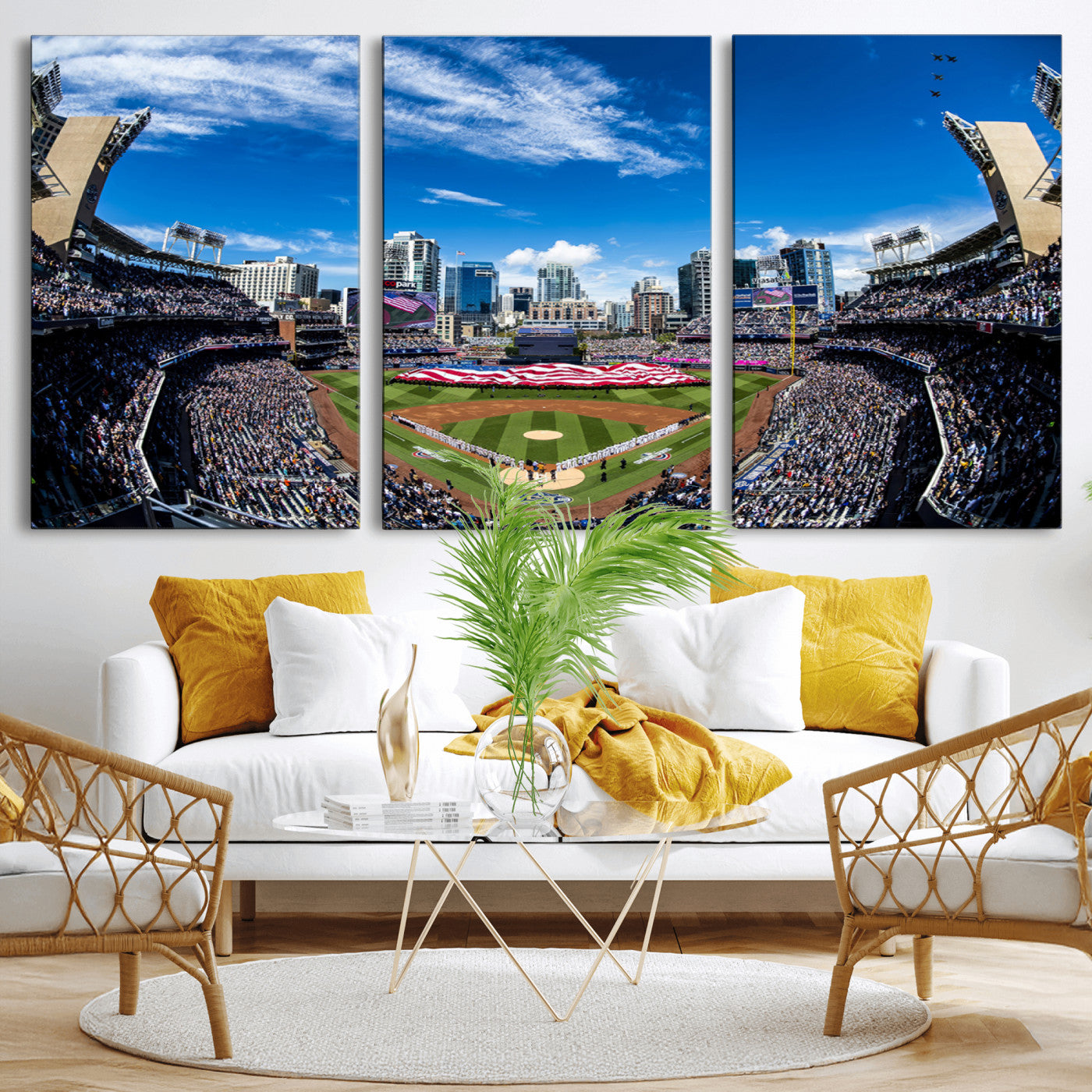 MGV-CV-60X30-3P - San Diego Padres Baseball Team Print - Petco Park Stadium Wall Art Canvas Print