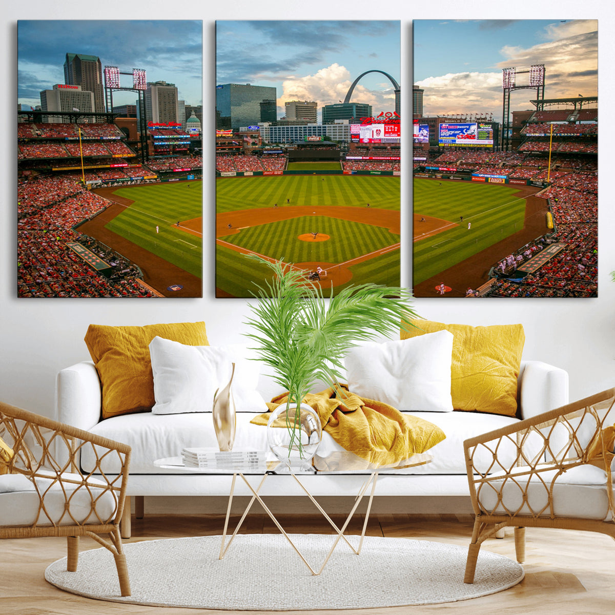 34054-MGV-CV-36X24 - St. Louis Cardinals Baseball Team Print, Busch Stadium Wall Art, Framed and Ready to Hang