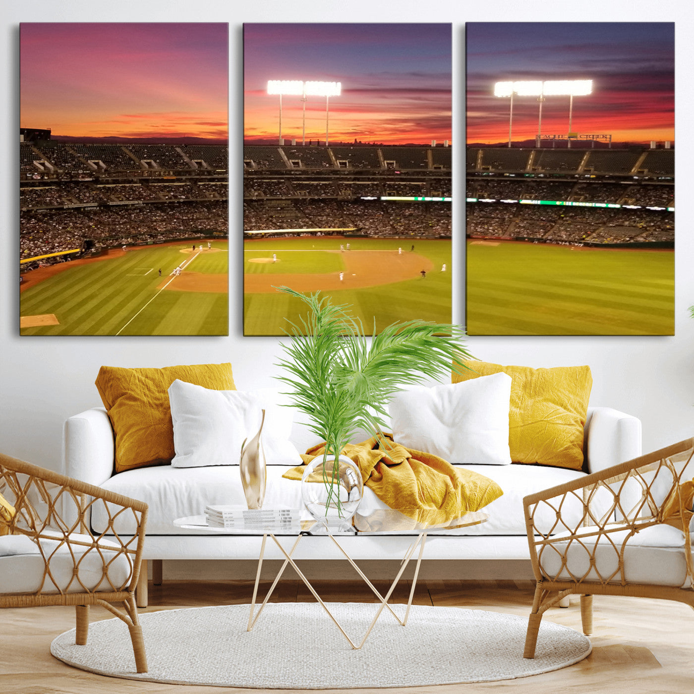 MGV-CV-60X30-3P - Oakland Athletics Baseball Team Print - Oakland Coliseum Stadium Wall Art Canvas Print