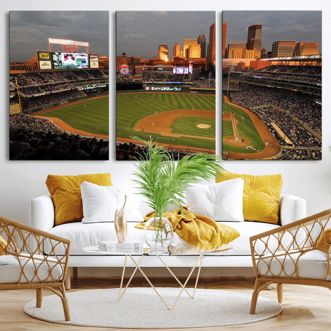 MGV-CV-60X30-3P - Minnesota Twins Baseball Team Print - Minneapolis Target Field Stadium Wall Art Canvas Print