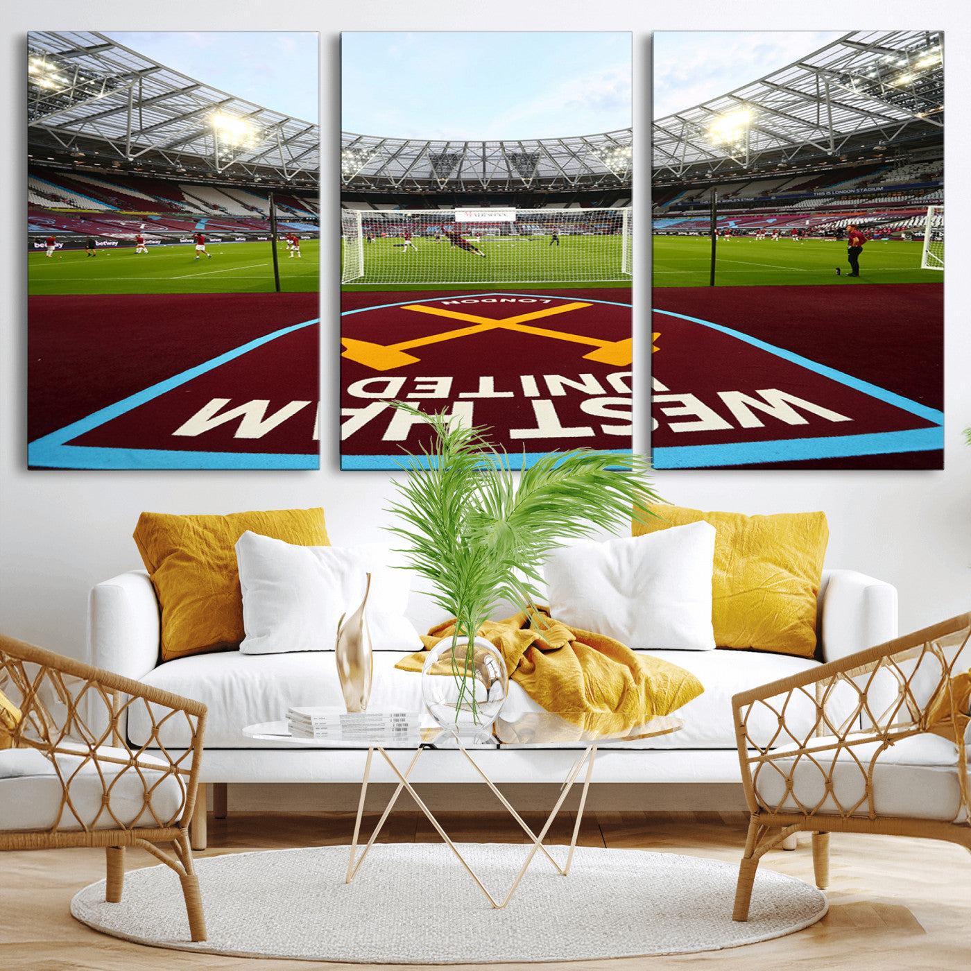 MGV-CV-60X30-3P - West Ham United FC Stadium Canvas Wall Art – London Stadium Football Print – Premier League Team