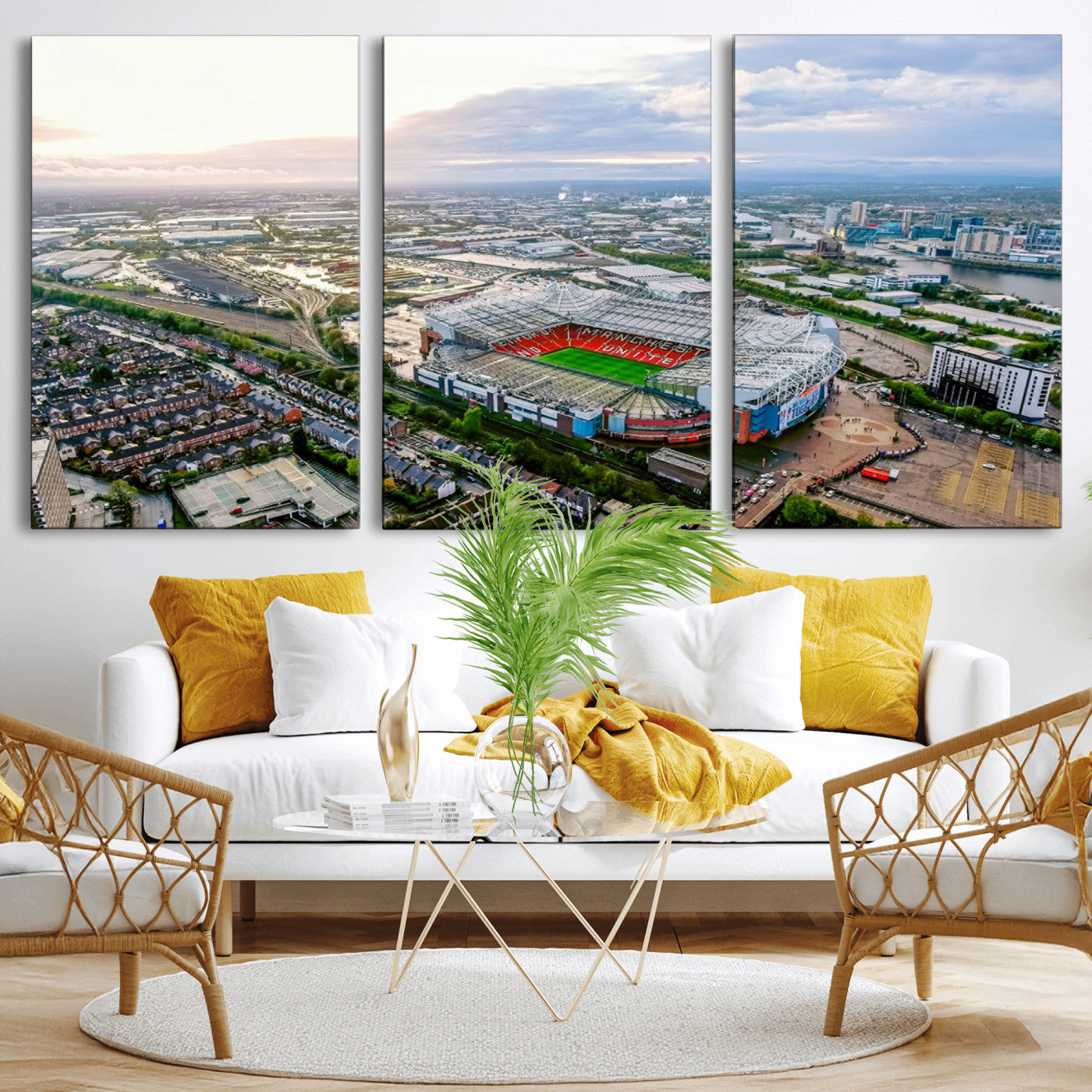 MGV-CV-60X30-3P - Old Trafford Manchester United Stadium Wall Art Canvas Print - Aerial View Stadium, Old Trafford