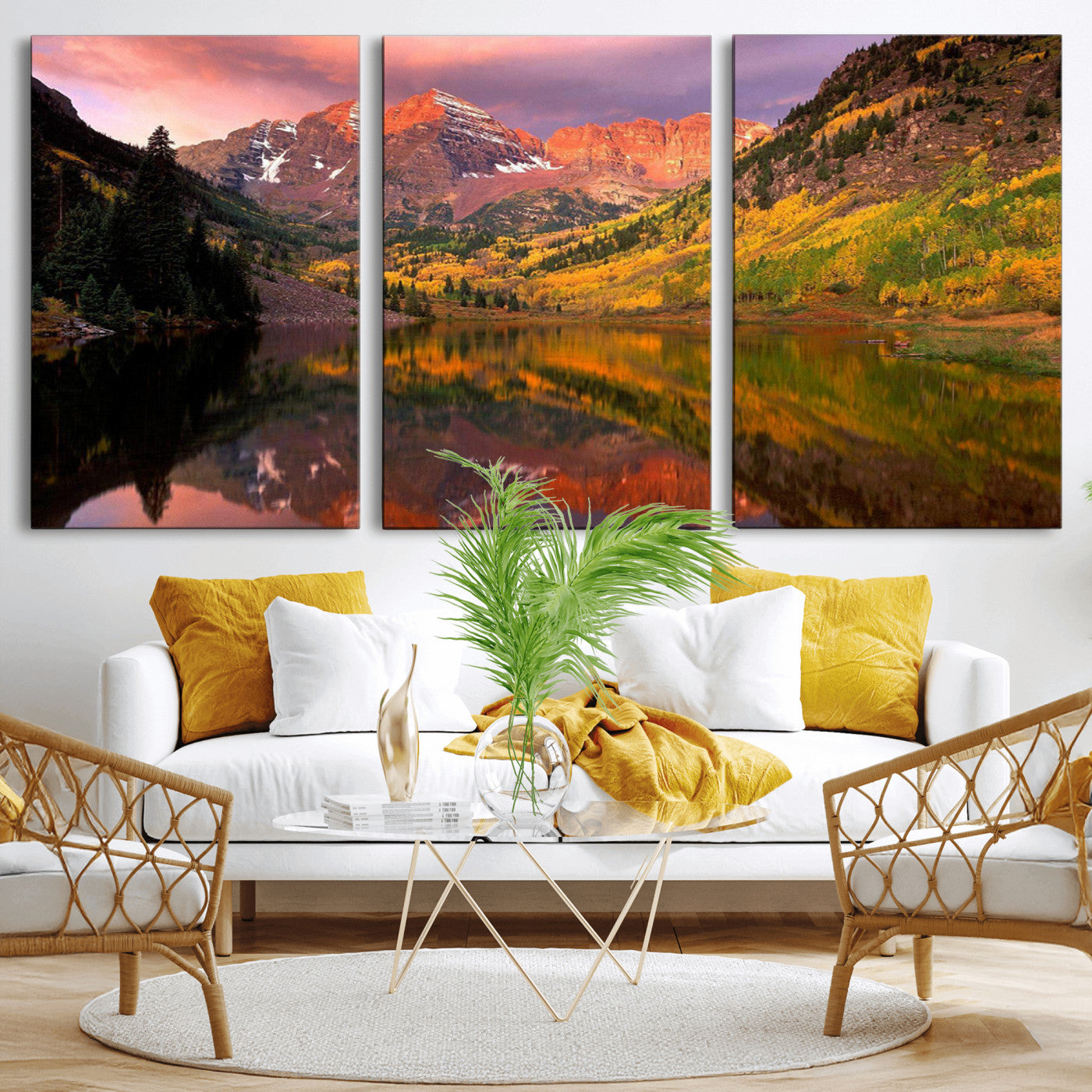 86946-MGV-CV-36X24-Colorado Rockies Mountain Sunset Wall Art | Ready to Hang and Framed | Scenic Nature Landscape