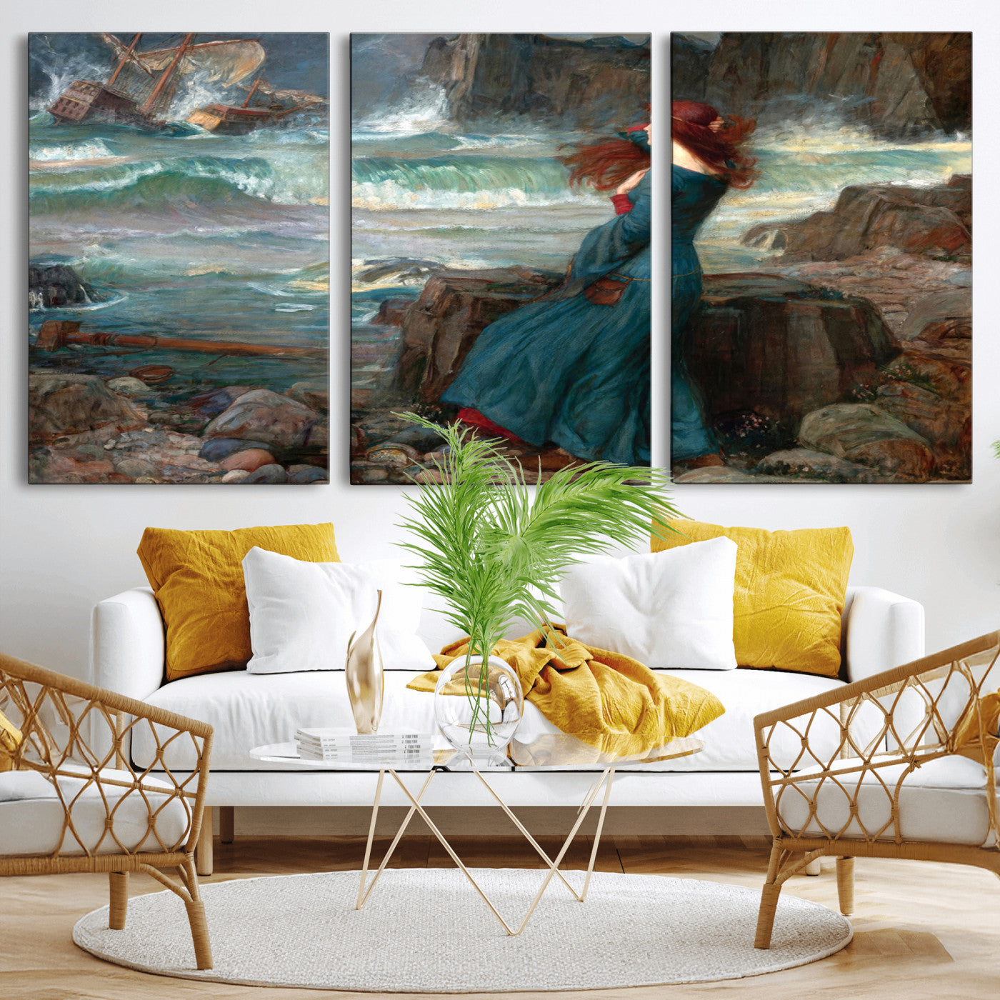 -Miranda by the Shore Wall Art Canvas Print – Tempest Scene Ocean Storm – Ready to Hang