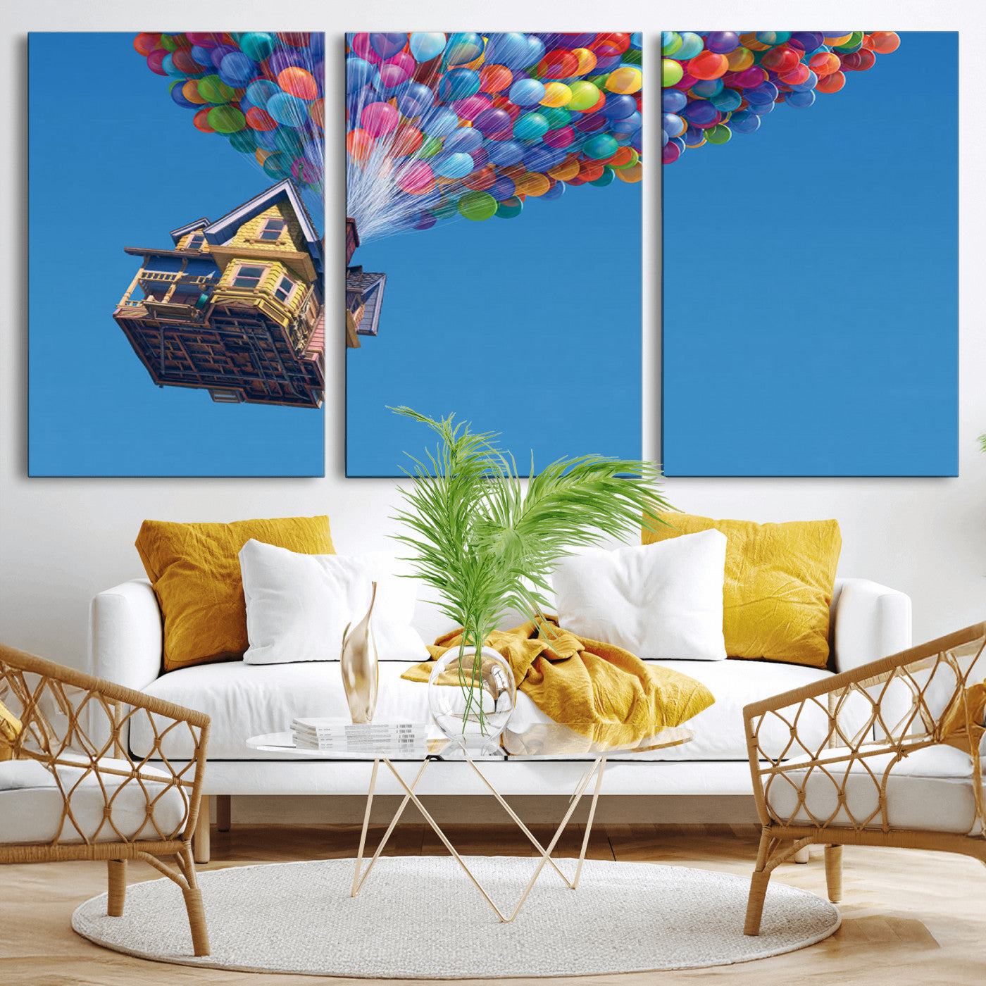 MGV-CV-60X30-3P - Carl Fredricksen, Up Movie Wall Art, Balloons Wall Art, Air Balloons for Kids Room Print