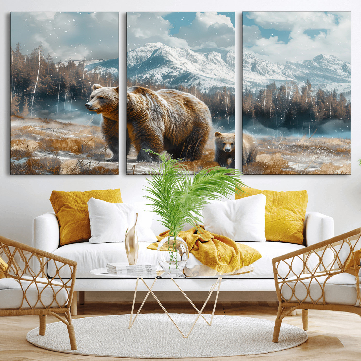 MGV-CV-60X30-3P - Bear and Baby Bear Wall Art Canvas Print