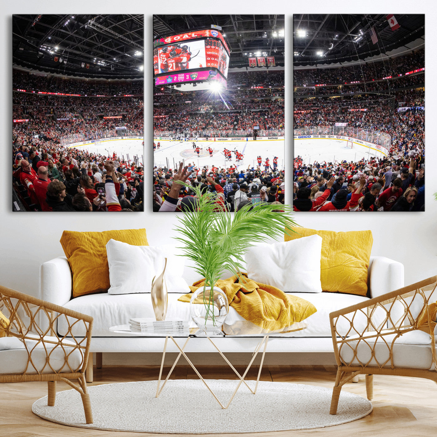 MGV-CV-60X30-3P - Amerant Bank Arena Wall Art Canvas Print - Basketball Arena Stadium Print