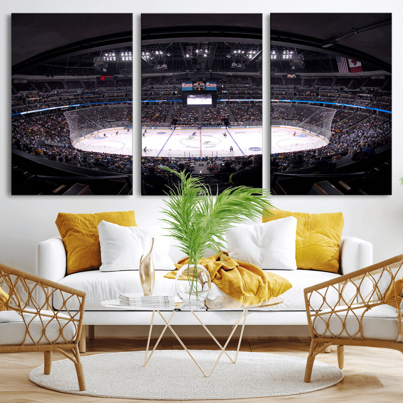 MGV-CV-60X30-3P - Ball Arena Denver Colorado Avalanche Hockey Team Wall Art Canvas Print - Denver Ice Hockey Stadium