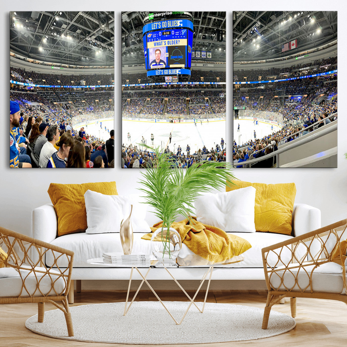 MGV-CV-60X30-3P - Enterprise Center | Missouri St. Louis Blues Ice Hockey Stadium Wall Art | Canvas Print | Ready to