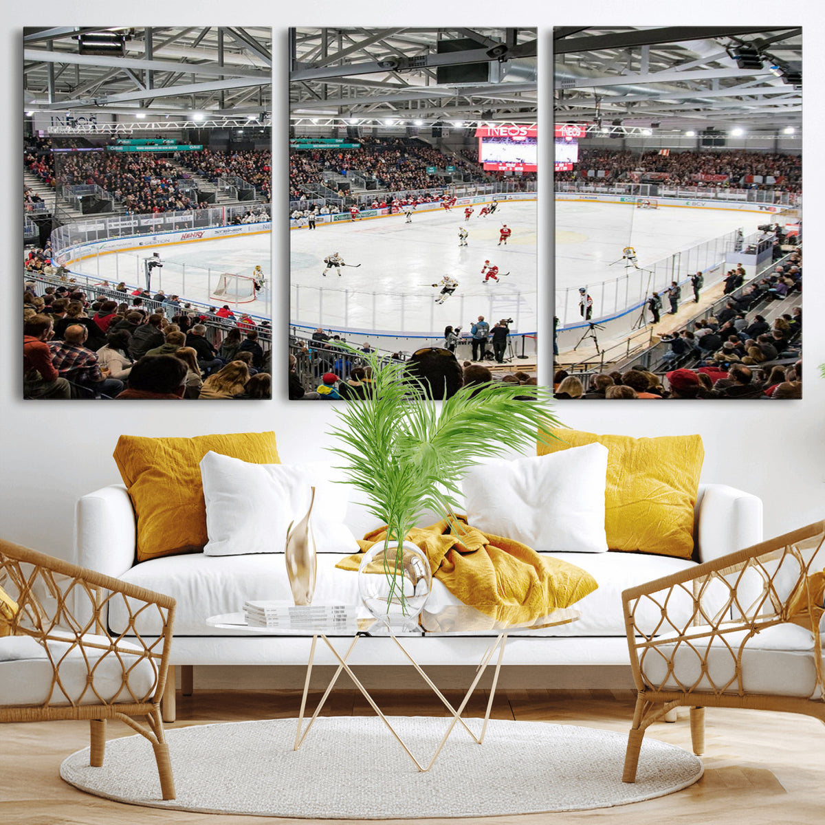 79352-MGV-CV-36X24 - Lausanne Arena Ice Hockey Stadium Wall Art Canvas Print