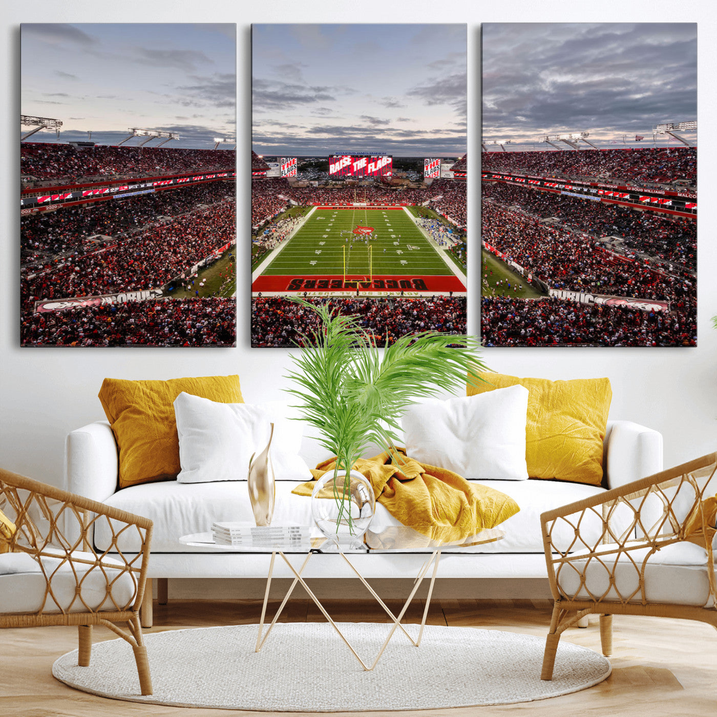 MGV-CV-60X30-3P - Florida Tampa Raymond James Stadium Wall Art Canvas Print - NFL Football Stadium Print Canvas