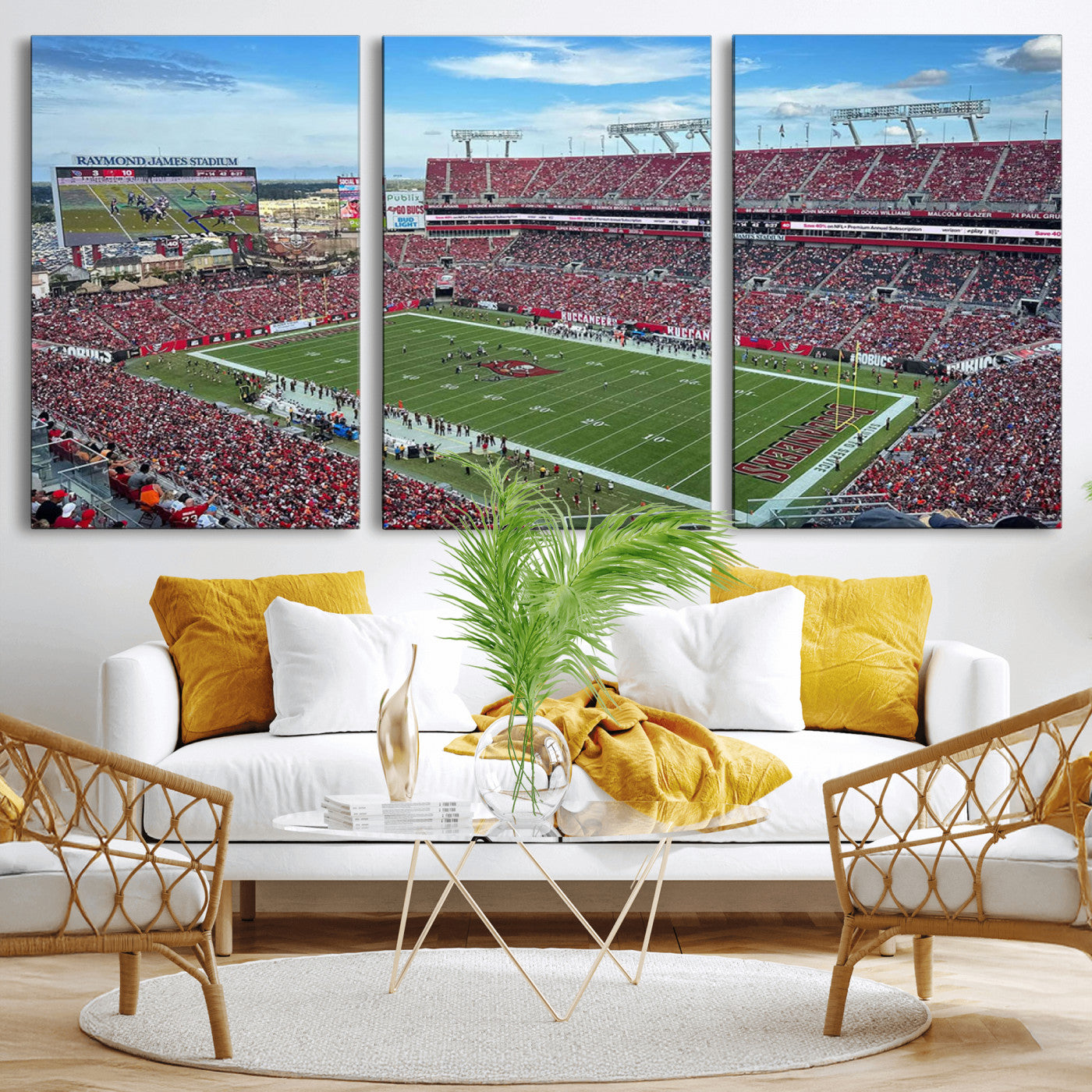 MGV-CV-60X30-3P - Florida Tampa Raymond James Stadium Wall Art Canvas Print - NFL Football Stadium Print Canvas