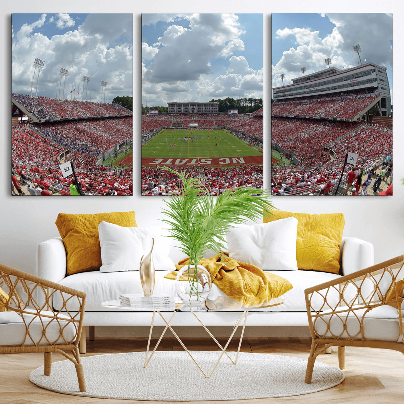 MGV-CV-60X30-3P - NC State Wolfpack Football Team Print Canvas- Raleigh Carter-Finley Stadium Wall Art Canvas Print