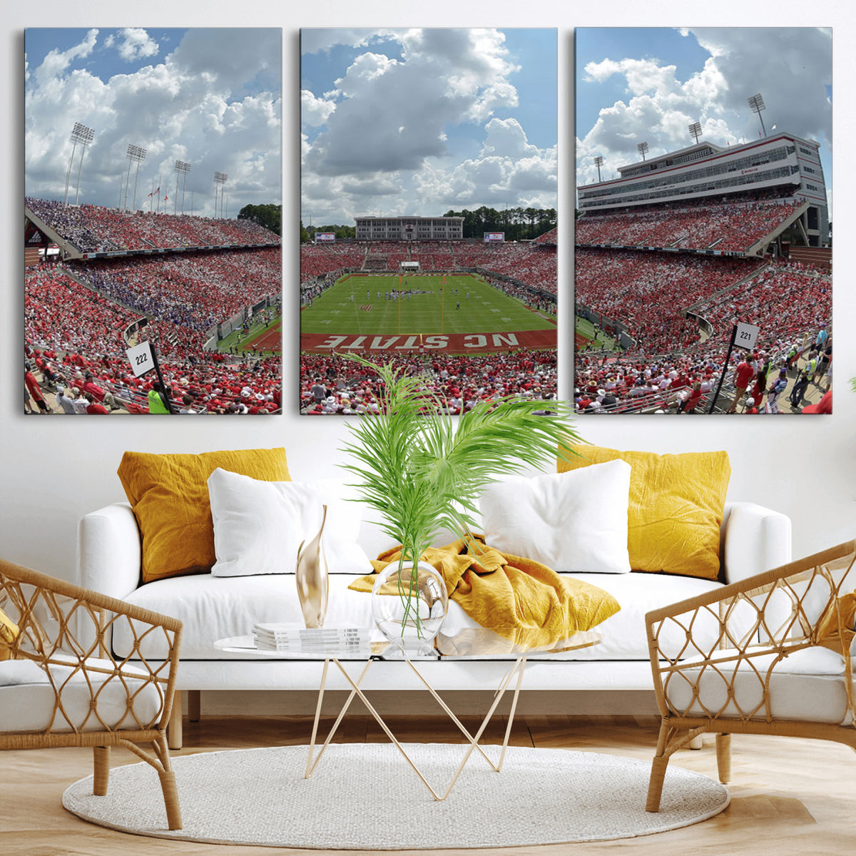 30640-MGV-CV-36X24 - NC State Wolfpack Football Team Print Canvas- Raleigh Carter-Finley Stadium Wall Art Canvas Print