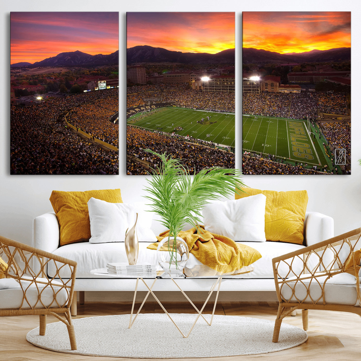 MGV-CV-60X30-3P - Colorado Buffaloes Football Team Print - Boulder Folsom Field Stadium Wall Art Canvas Print