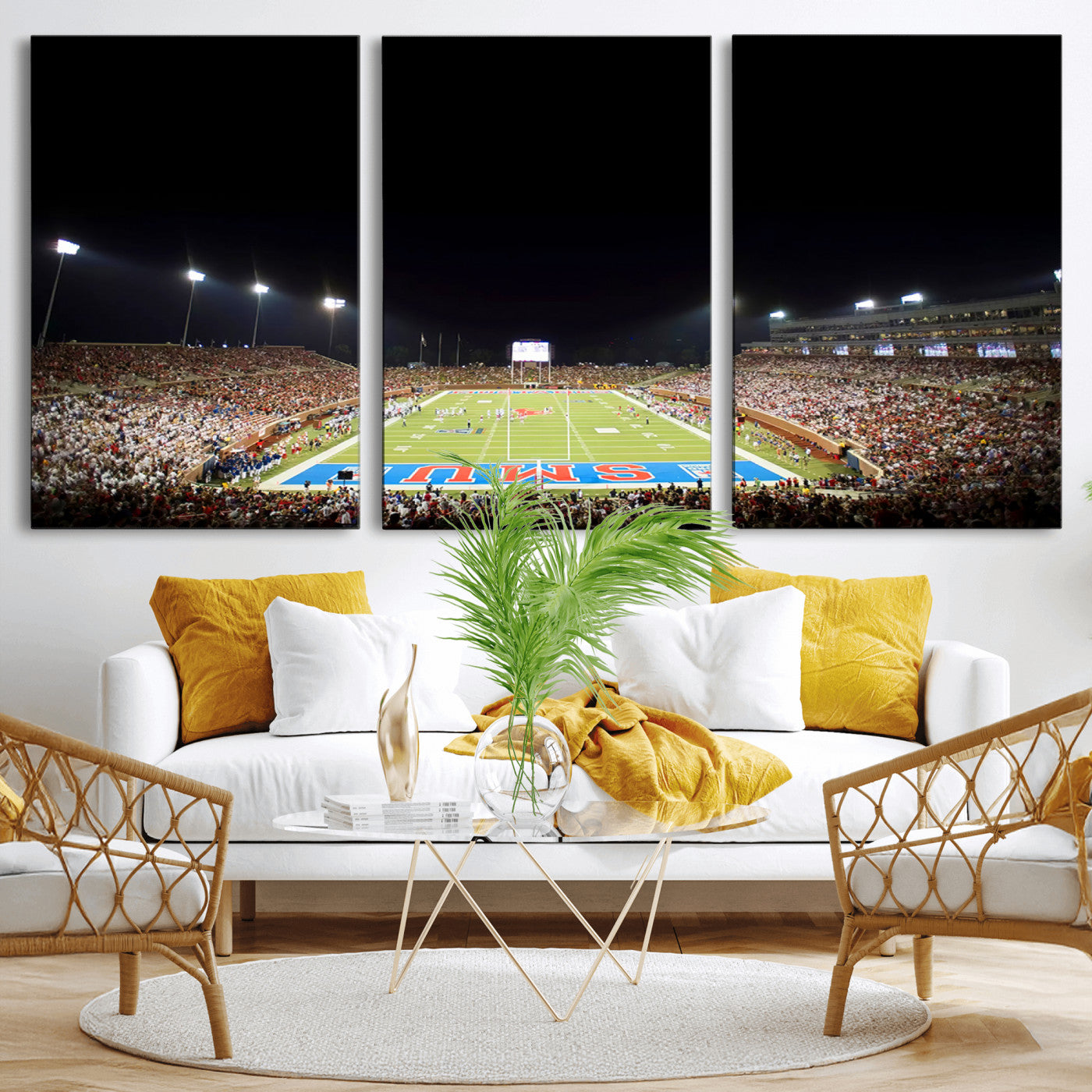 MGV-CV-60X30-3P - SMU Mustangs Football Team Print - Dallas Gerald J. Ford Stadium Wall Art Canvas Print