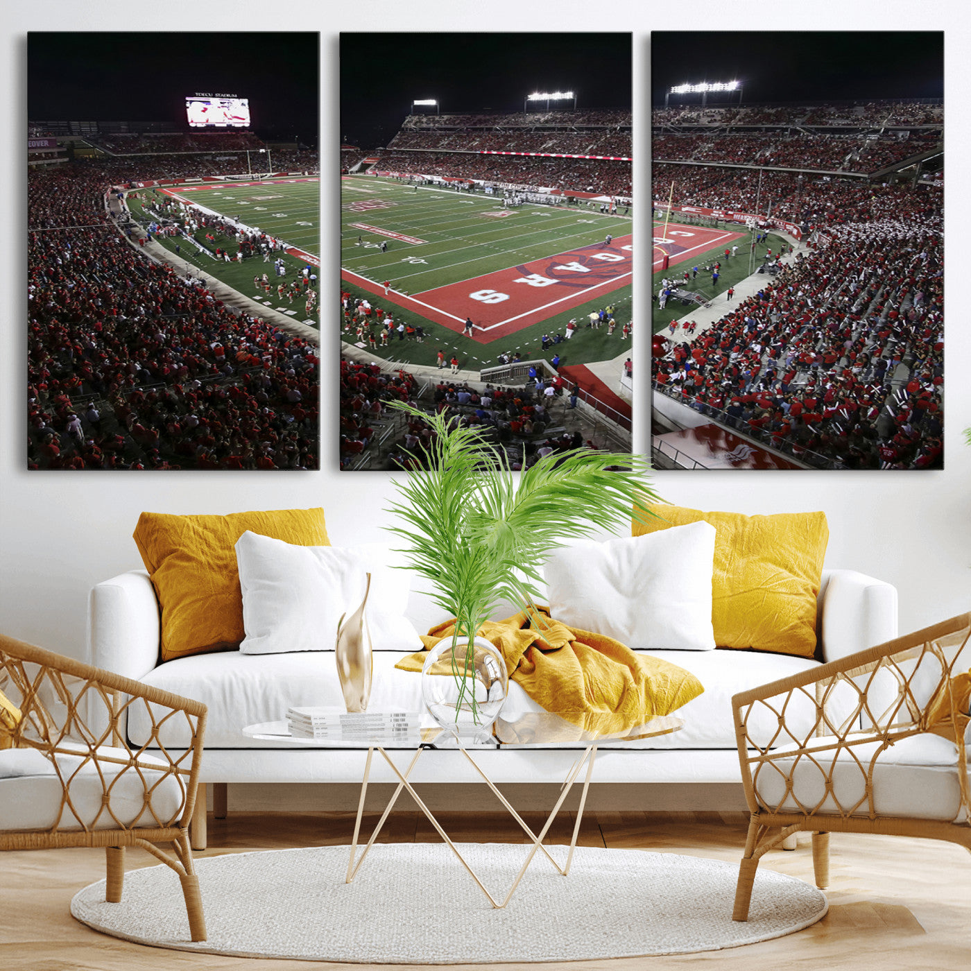 MGV-CV-60X30-3P - Houston Cougars Football Team Print - Houston TDECU Stadium Wall Art Canvas Print
