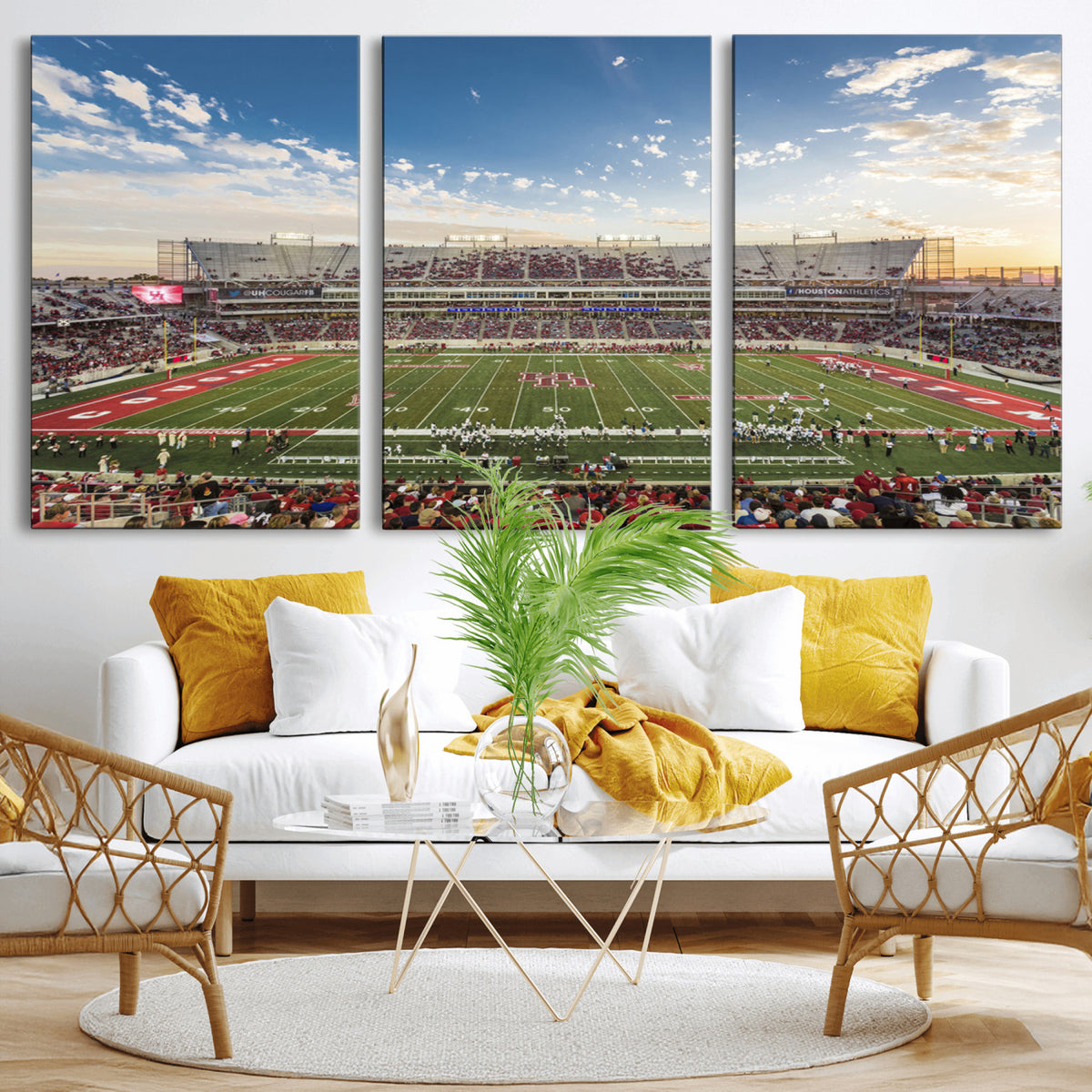 36612-MGV-CV-36X24 - Framed Houston Cougars Football Team Print - Houston TDECU Stadium Wall Art Canvas Print