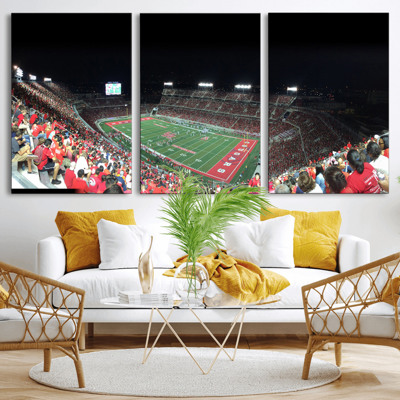 MGV-CV-60X30-3P - Houston Cougars Football Team Print - Houston TDECU Stadium Wall Art Canvas Print